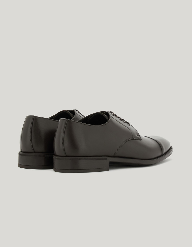 Canali DARK BROWN DERBY SHOES WITH CALFSKIN TOE CAPS outlook