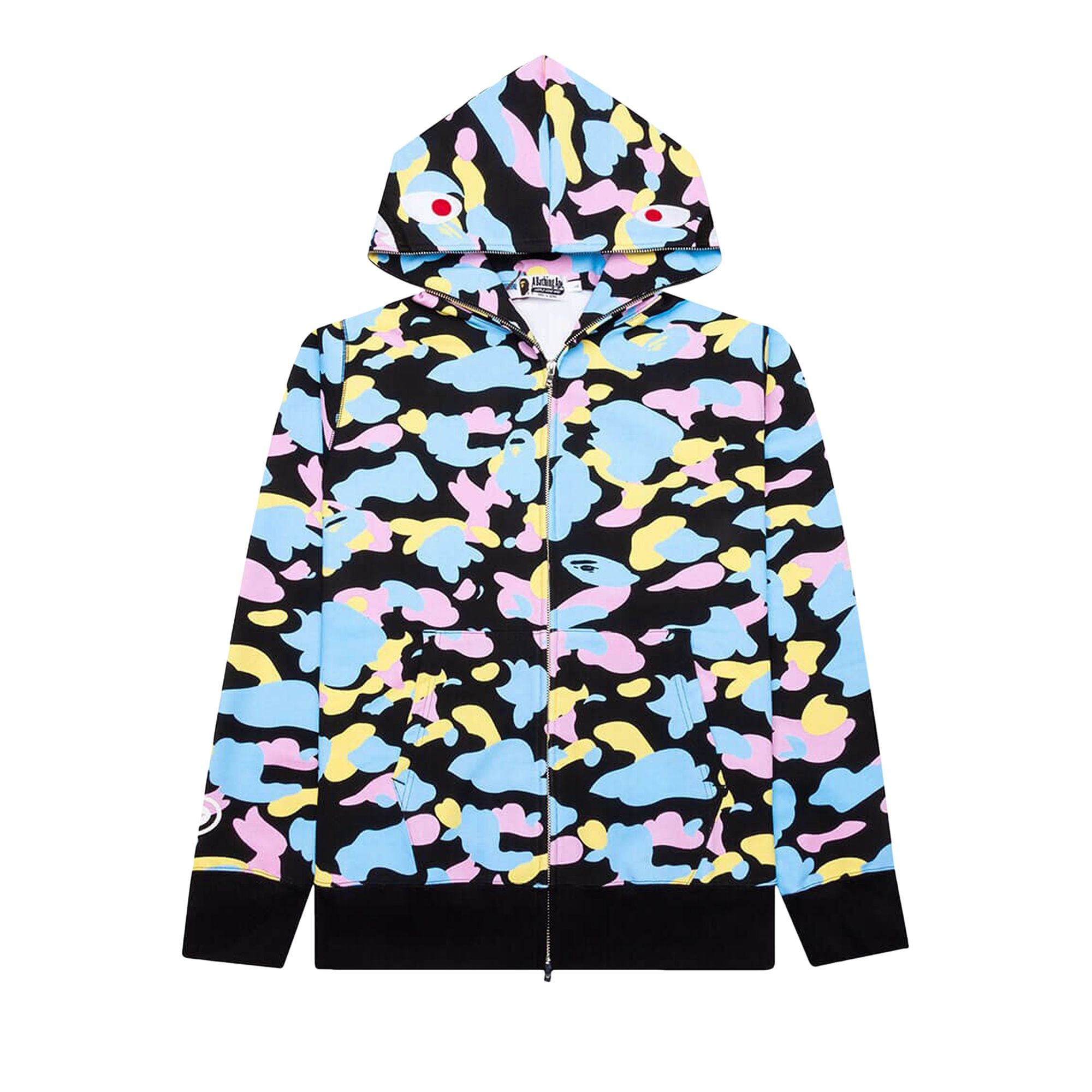 BAPE Multi Camo 2nd Shark Full Zip Hoodie 'Black' - 1