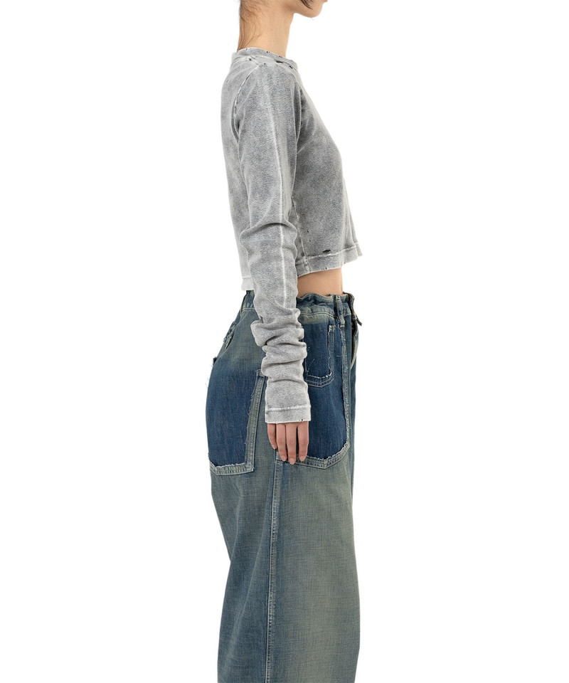 Bleached Cropped Long Sleeve T-shirt 13