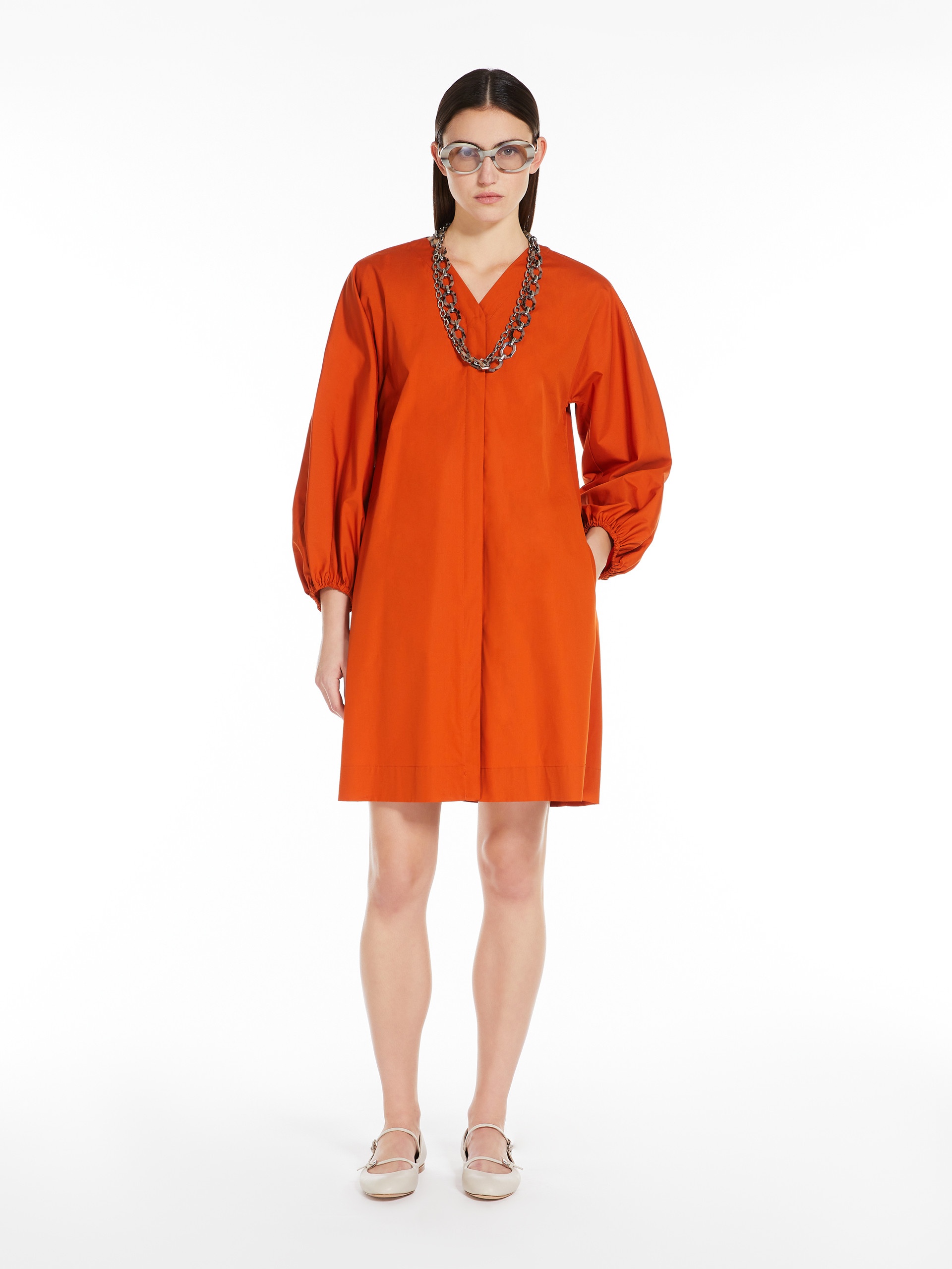 MIKI Cotton poplin V-neck dress - 2