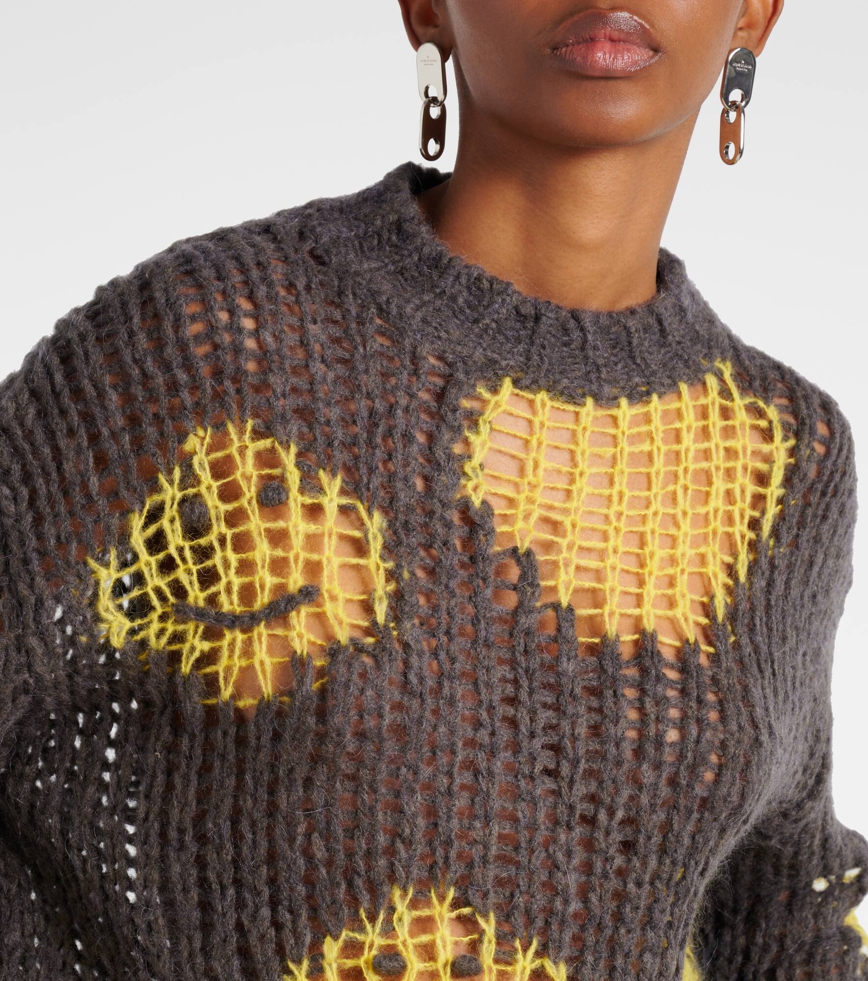 Embroidered open-knit sweater - 4