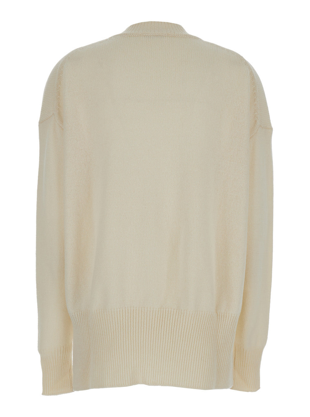 Jil Sander Women Cream Ribbed Pullover In Cashmere Woman - 2