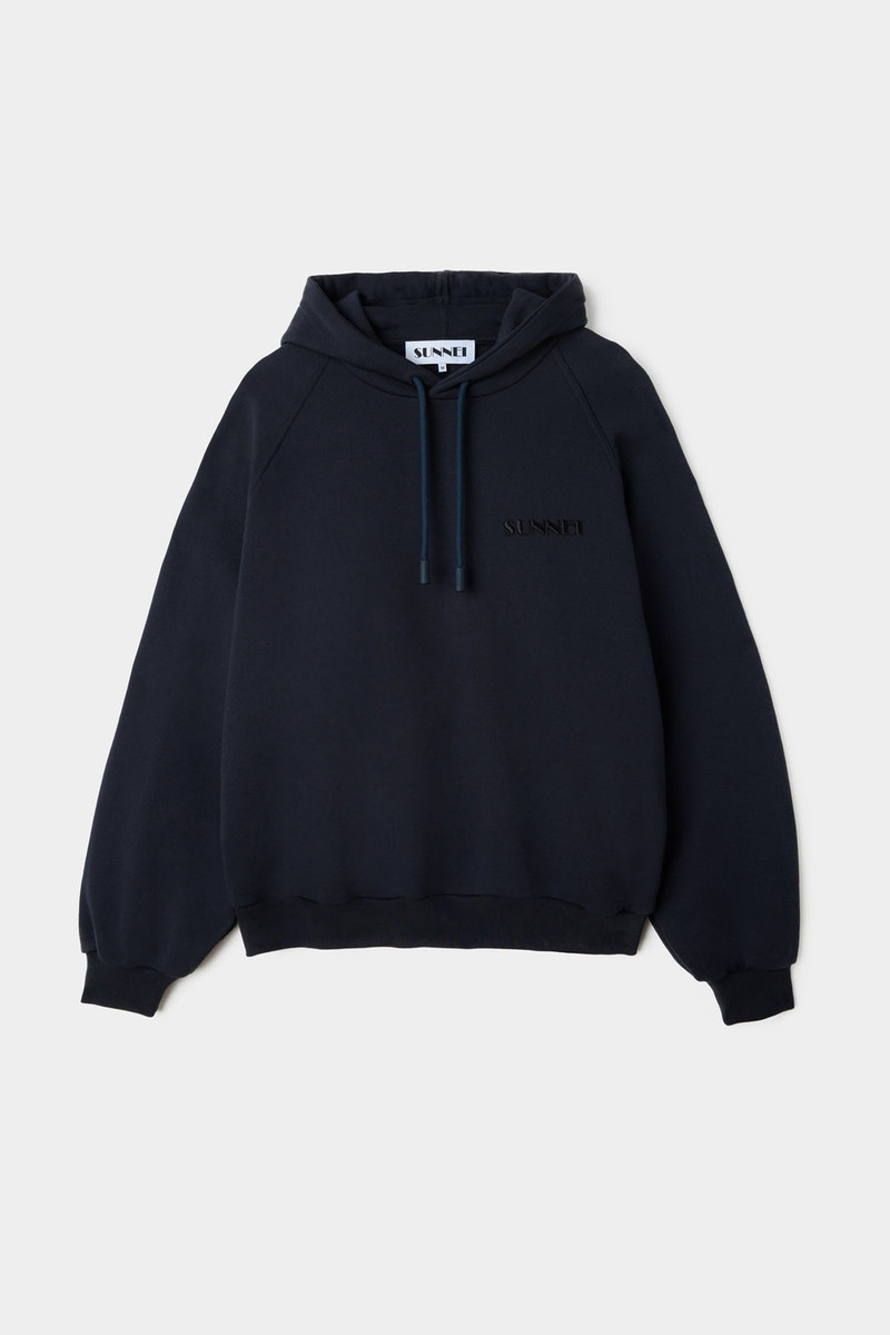 SMALL LOGO EMBROIDERED HOODIE /  blue 1