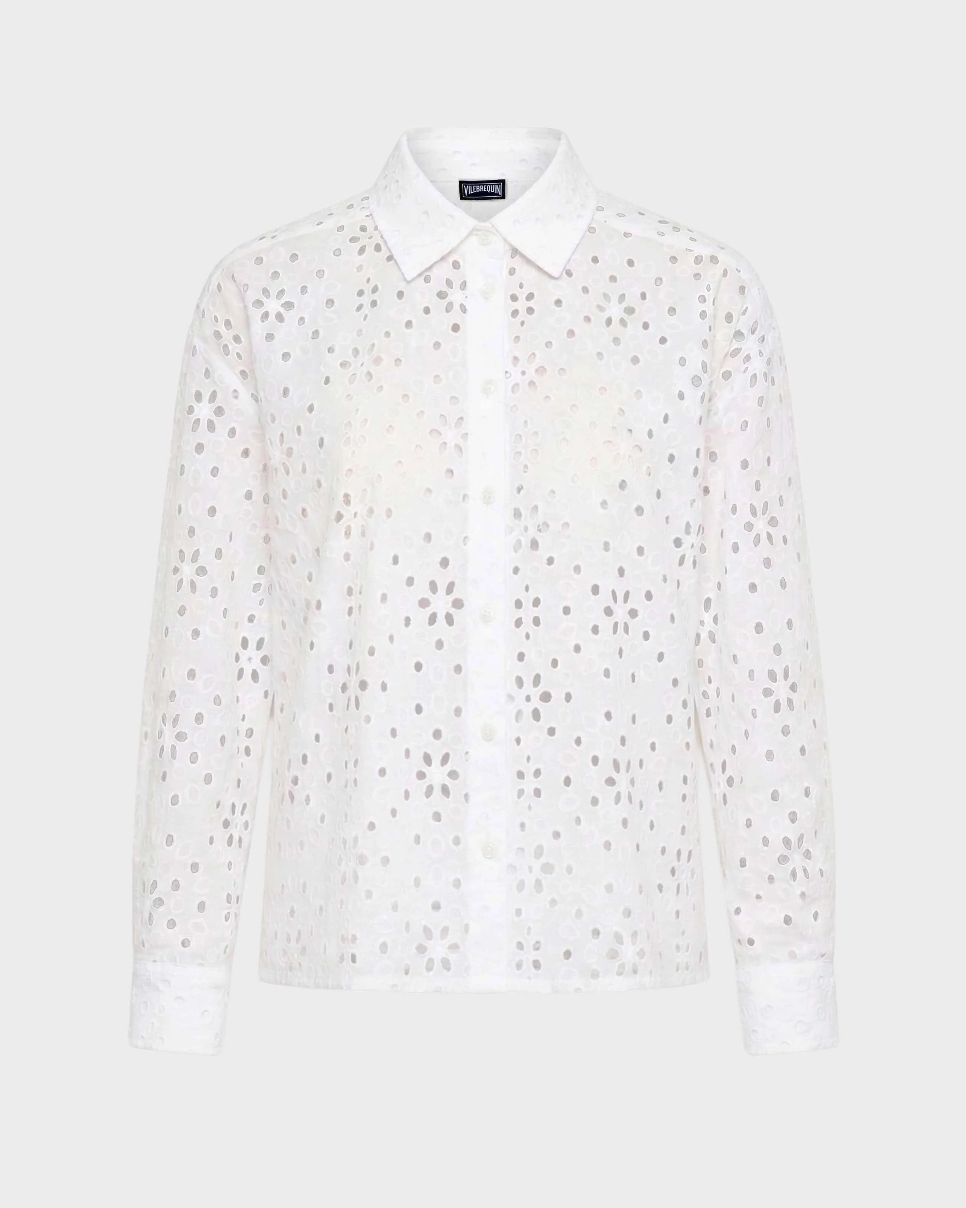 WOMEN FLORAL BRODERIE ANGLAISE COTTON SHIRT - 1