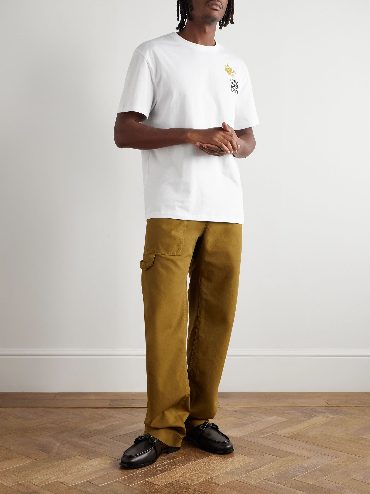 Logo-Embroidered Appliquéd Stretch-Cotton Jersey T-Shirt White - 2