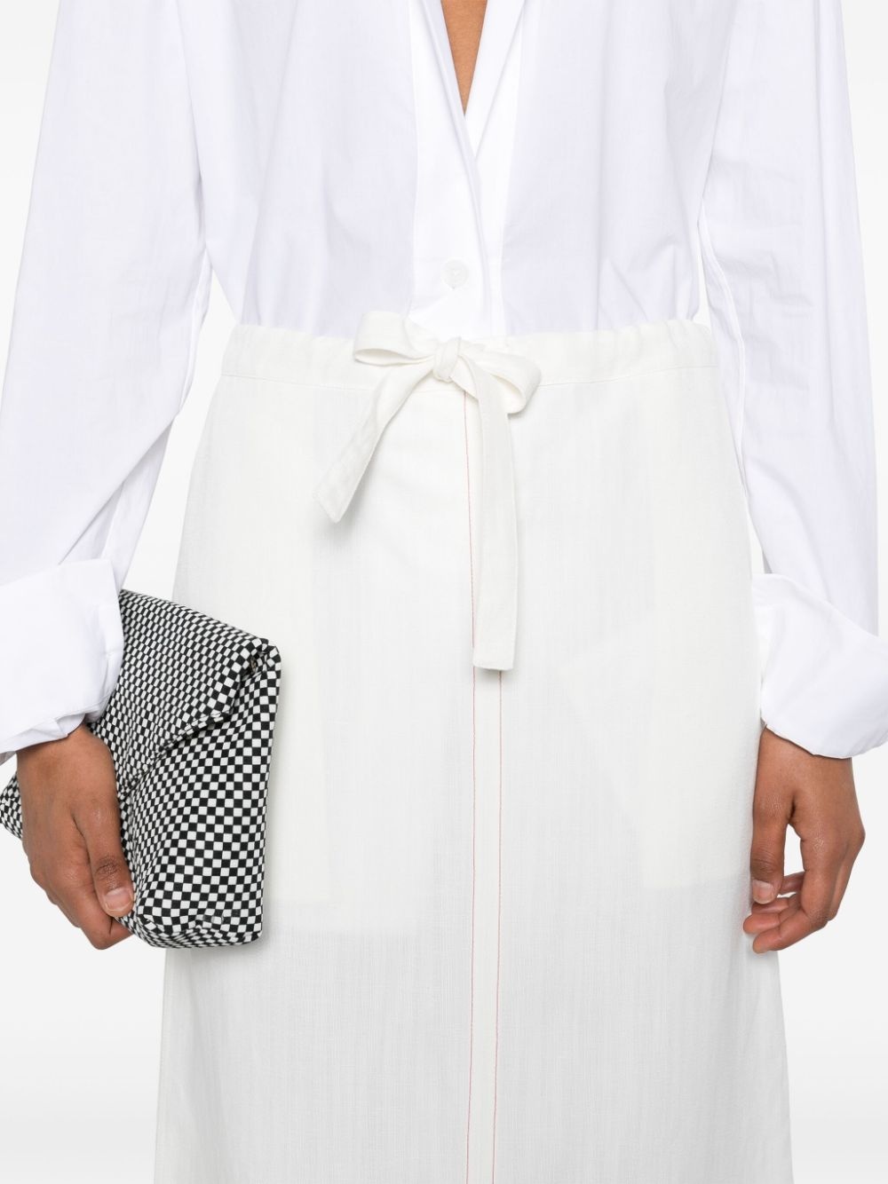 contrast-stitching drawstring midi skirt - 5
