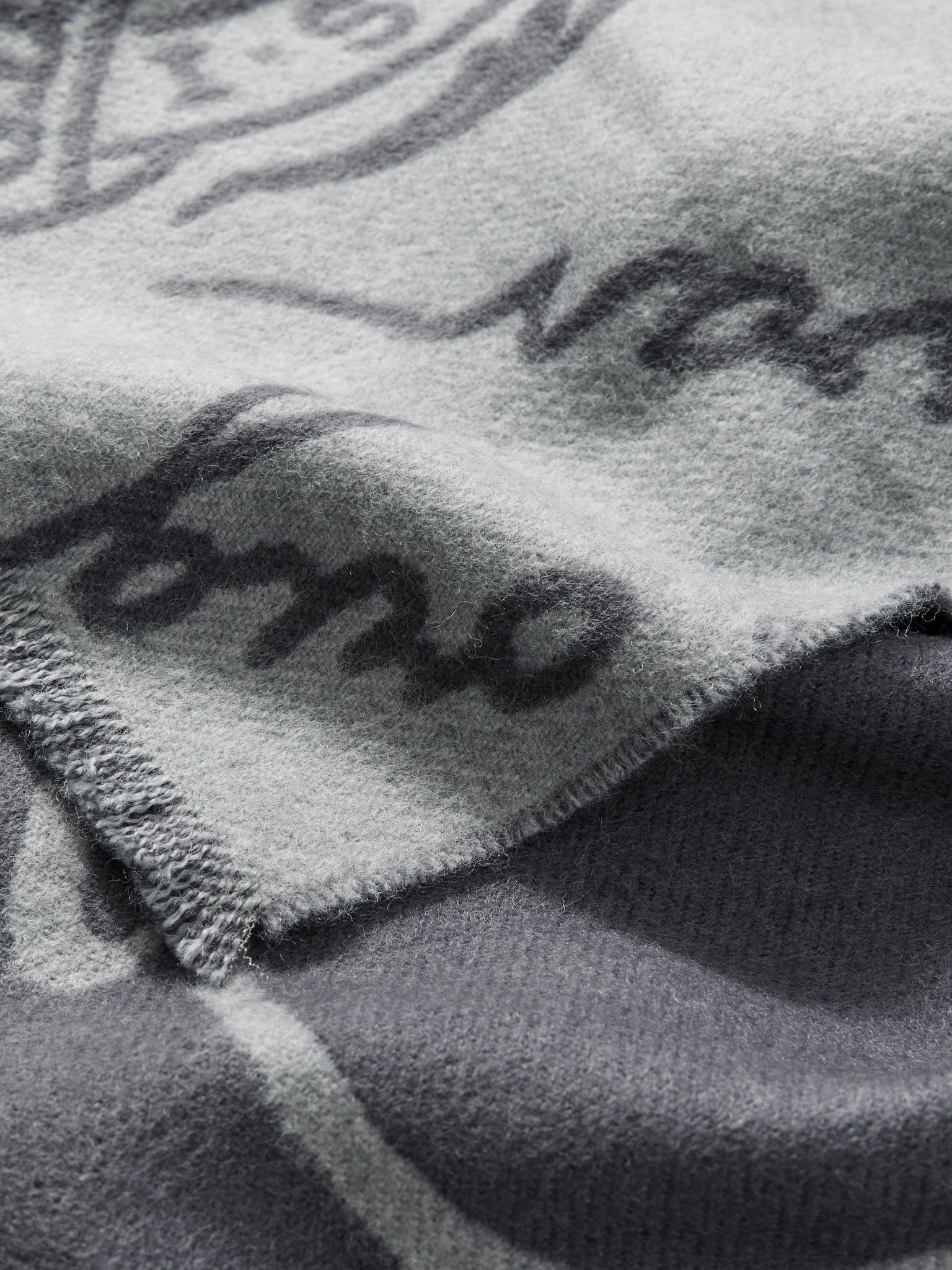 Scritto Wool-Jacquard Scarf Gray - 3
