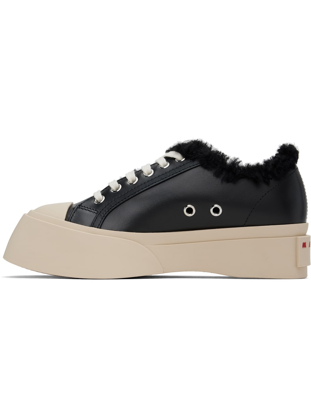 Black Leather & Shearling Pablo Sneakers - 3