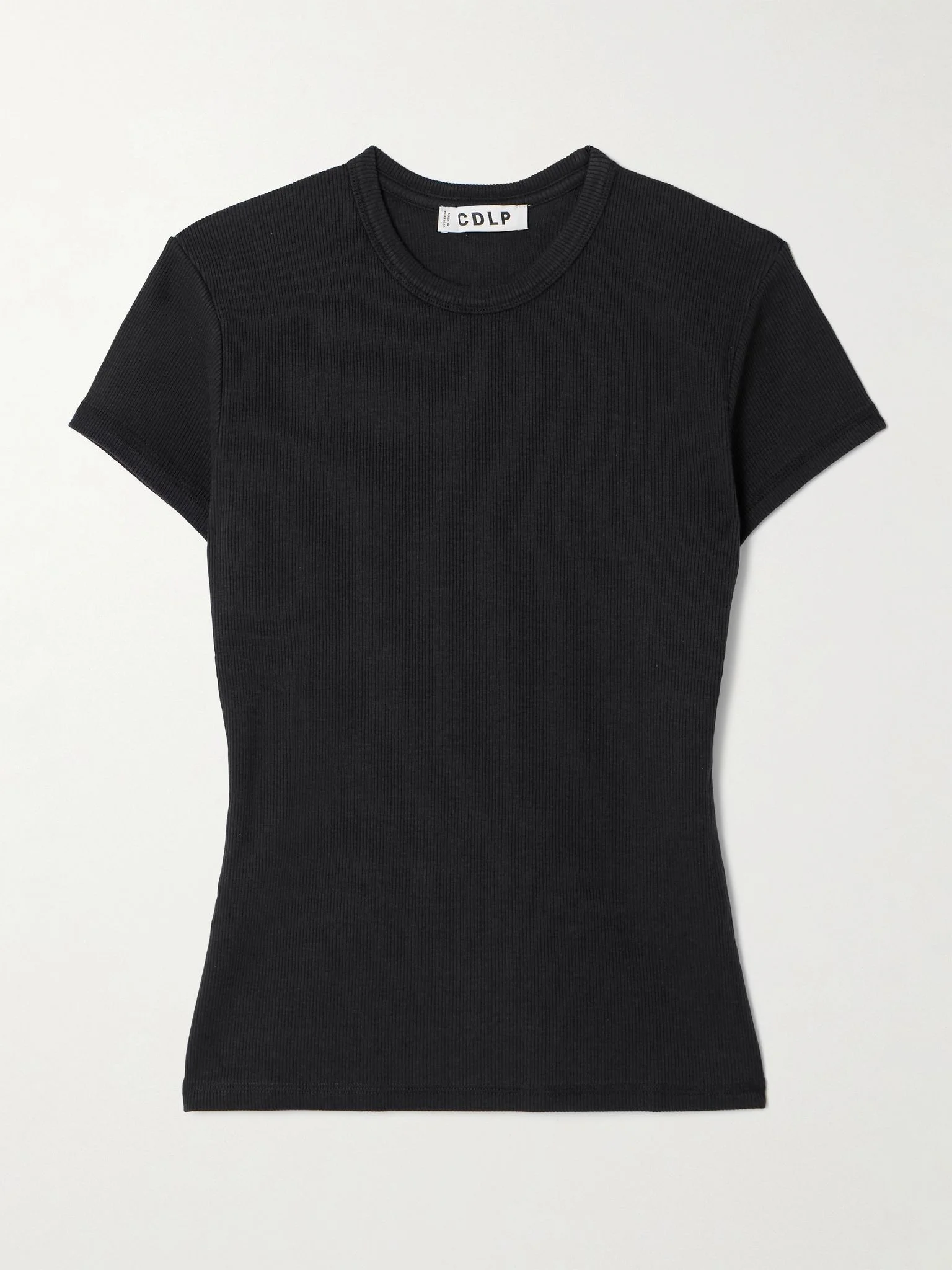 Ribbed stretch Lyocell and cotton-blend T-shirt Black - 1
