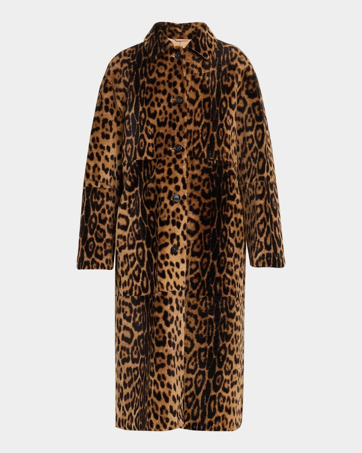 Davelle Leopard-Print Lamb Shearling Coat - 1
