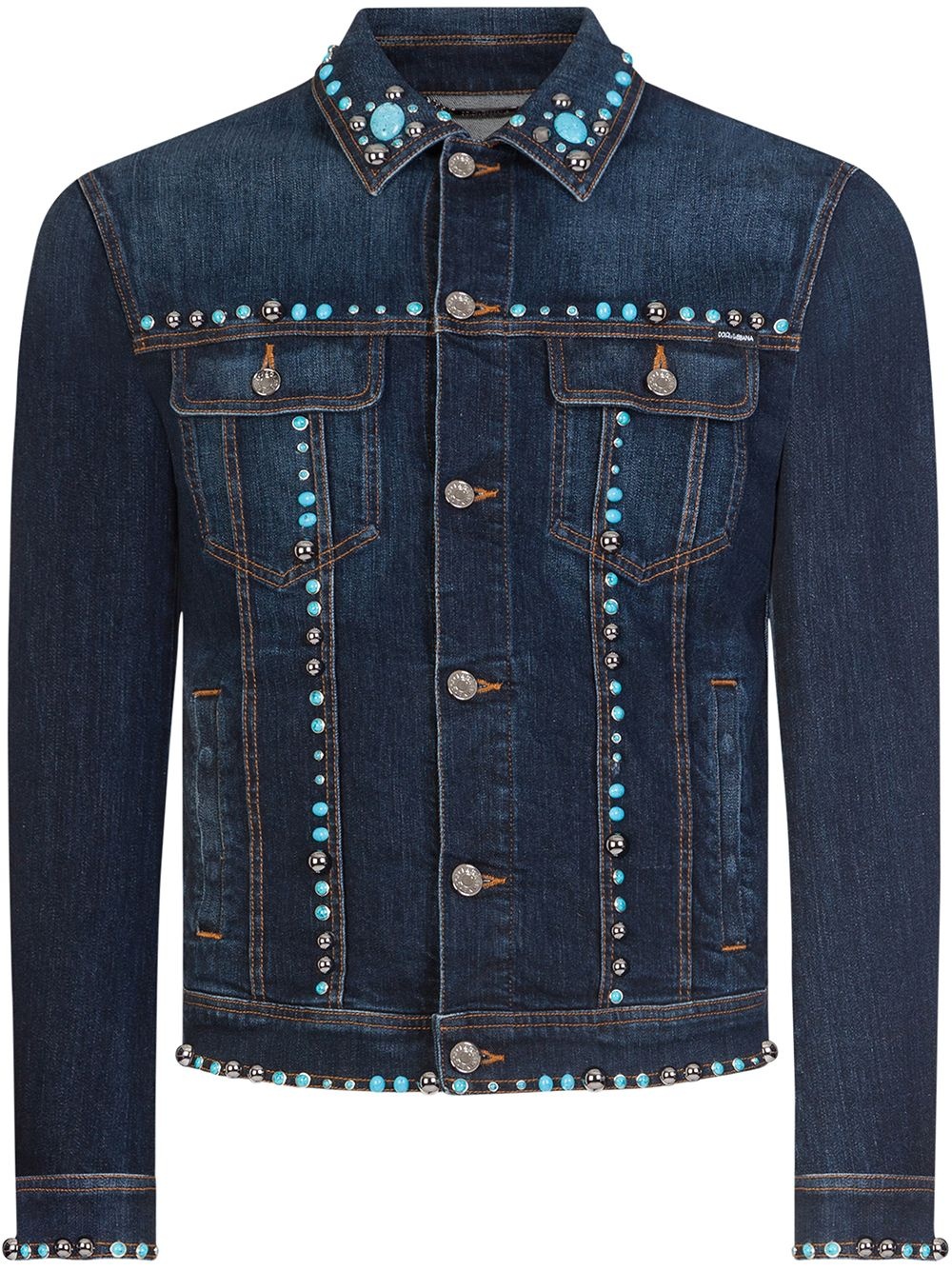 stud-embellished denim jacket - 1