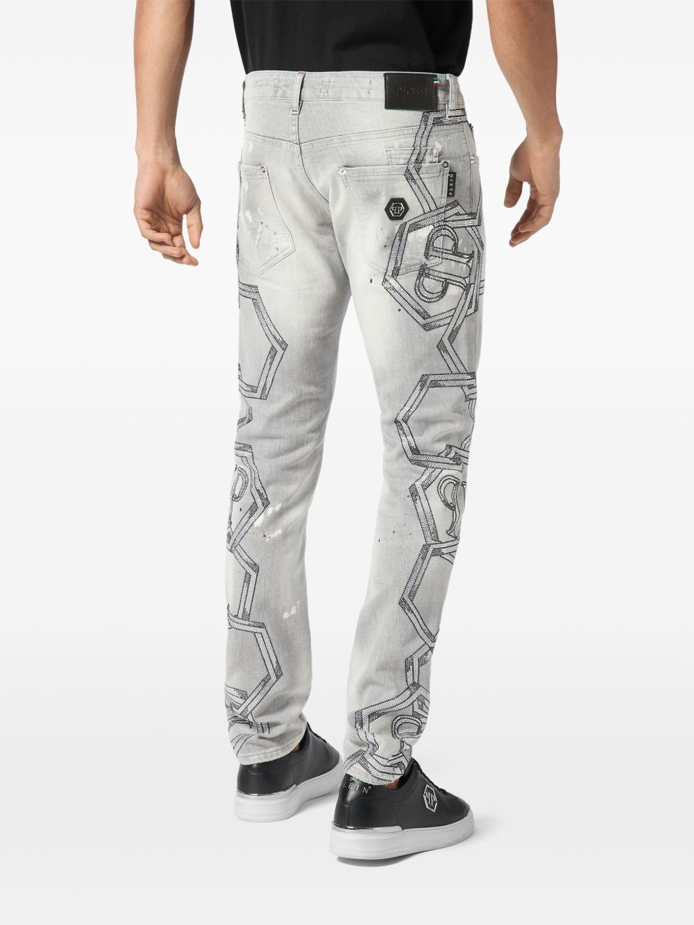crystal-embellished jeans - 3