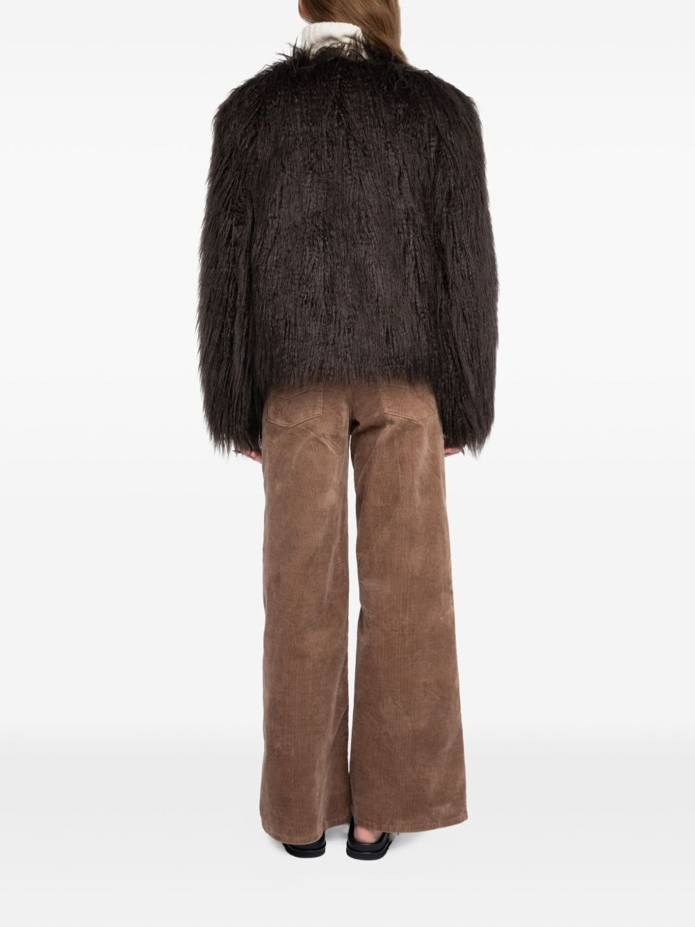shaggy faux-fur coat - 3