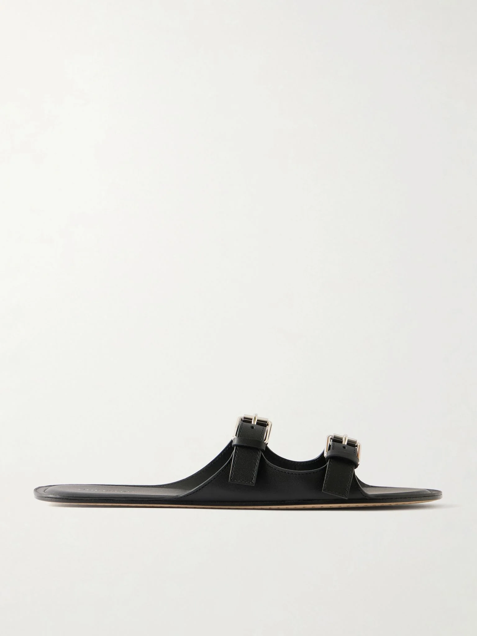 Buckled leather flat sandals Black - 1