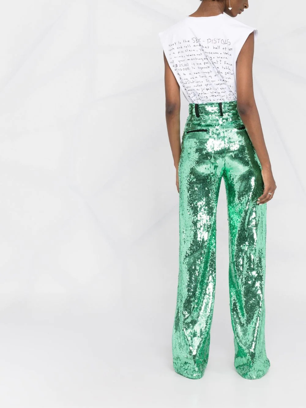 sequin-embellished wide-leg trousers - 4