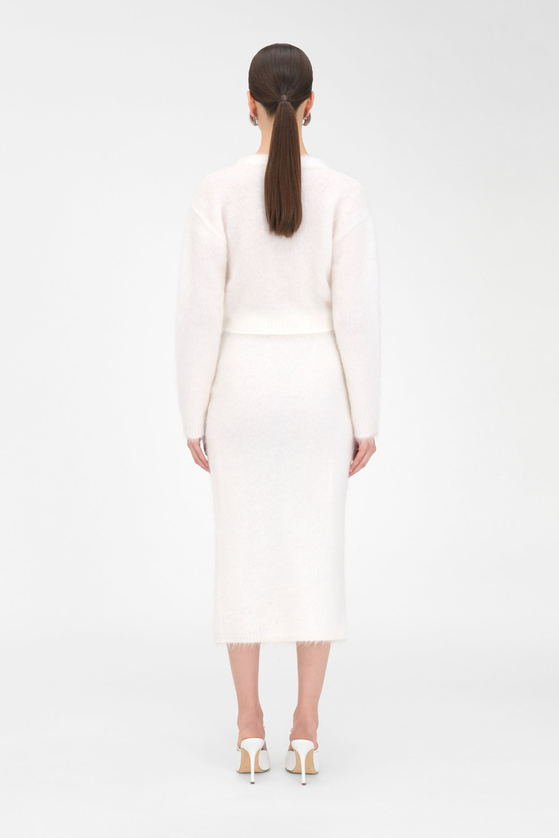 Alessandra Rich CARDED MOHAIR MIDI SKIRT outlook