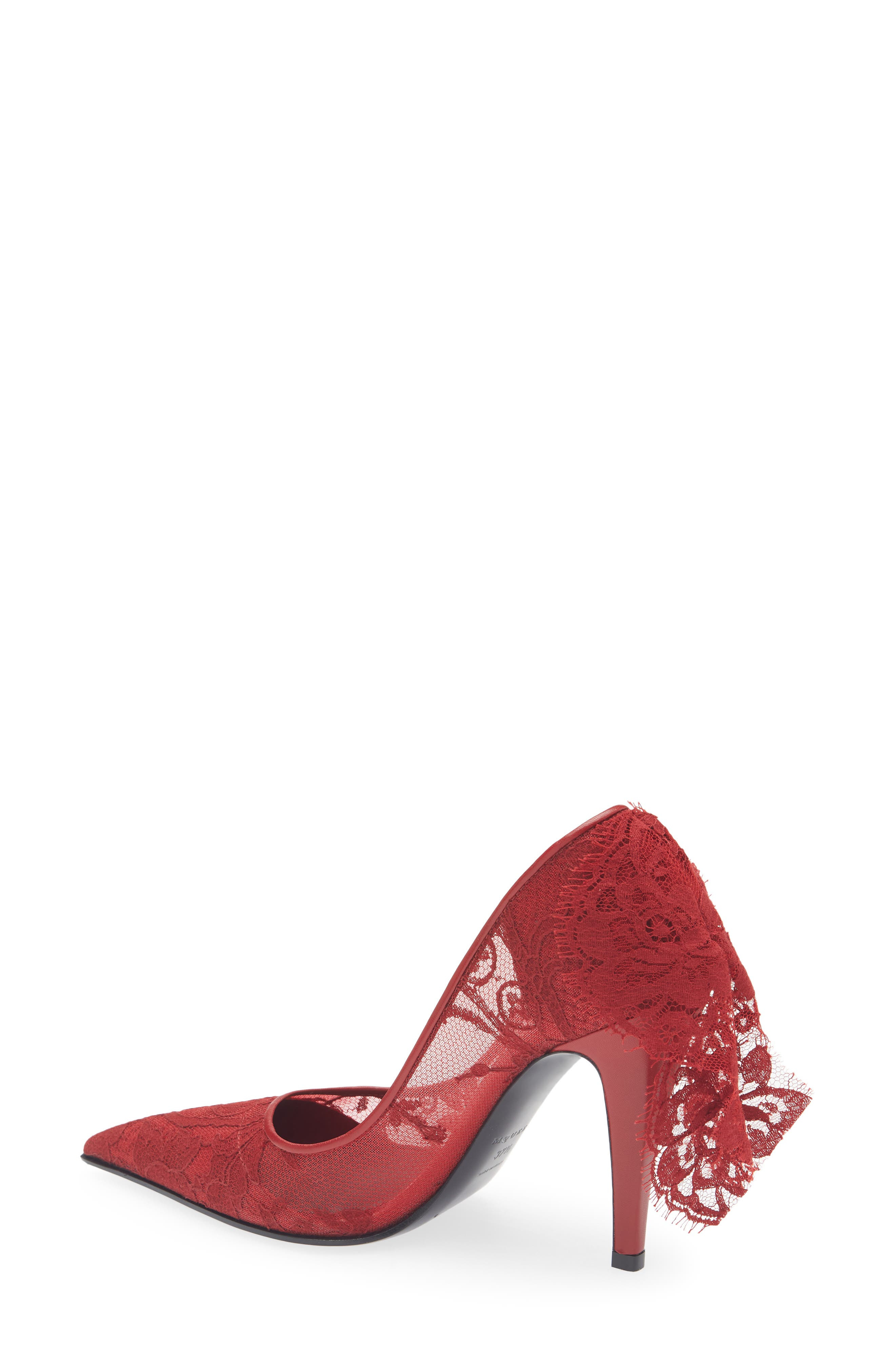 McQueen Drape Lace Pointed Toe Pump in Crimson at Nordstrom - 2