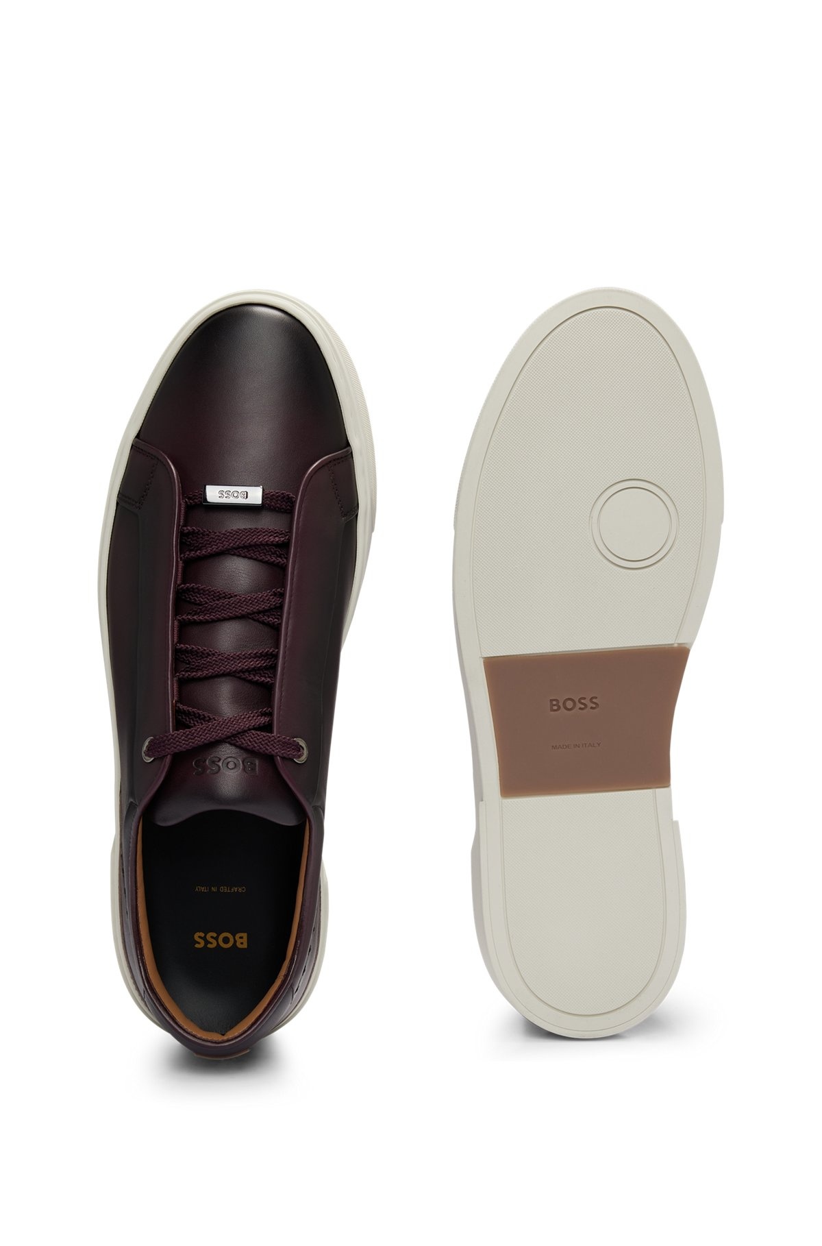 GARY BURNISHED-LEATHER TRAINERS WITH HIDDEN LACES - 4