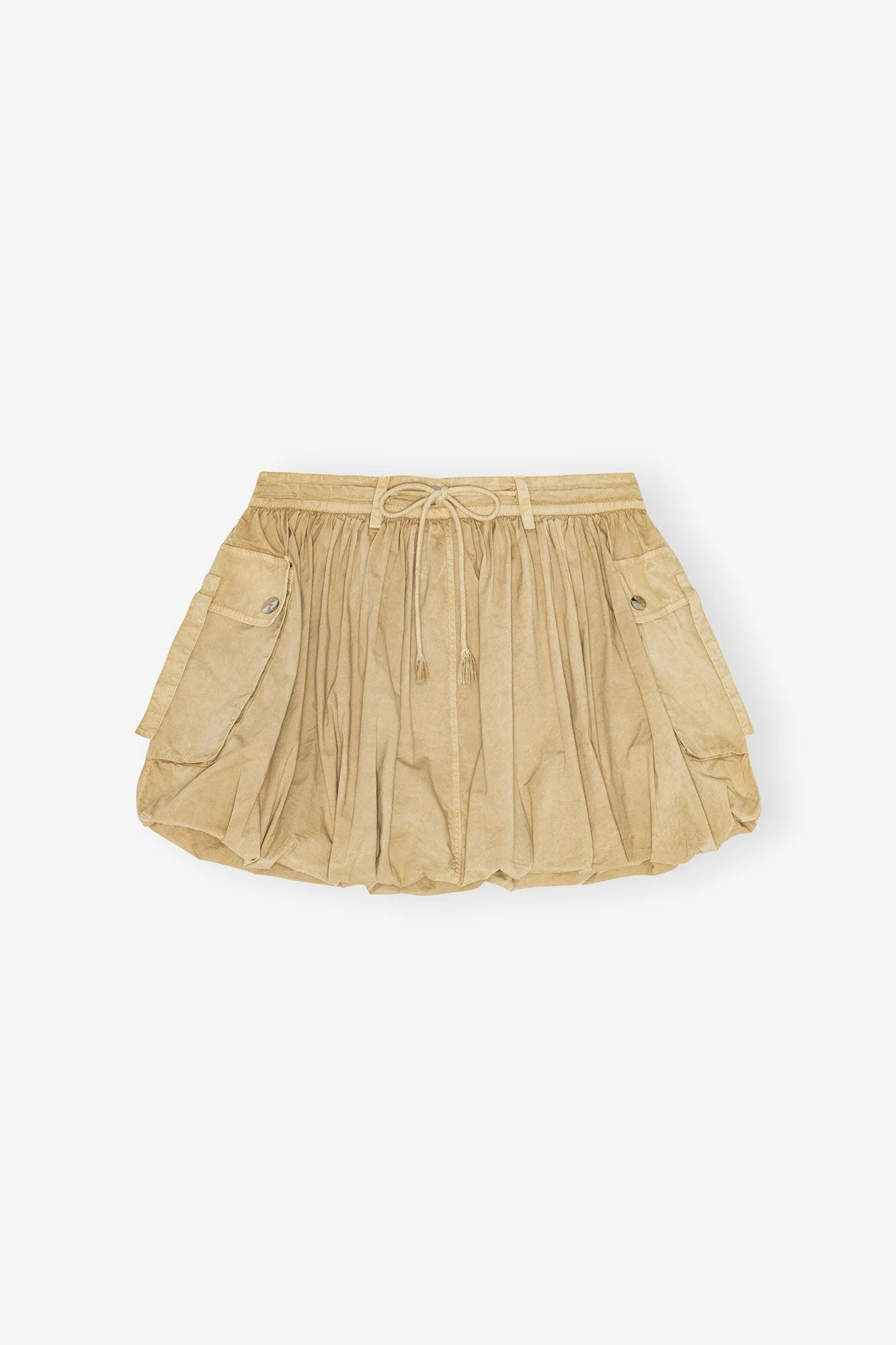 BEIGE WASHED COTTON MINI BUBBLE SKIRT - 1