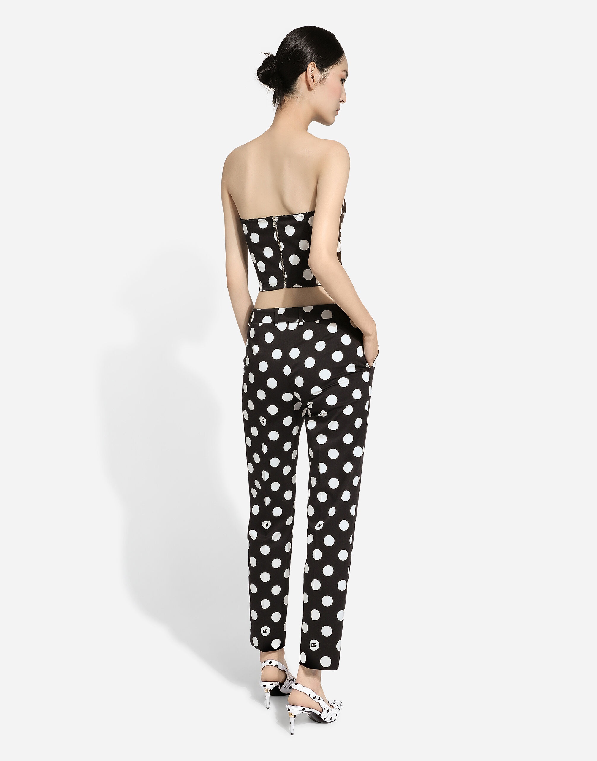Cotton pants with polka-dot print - 3