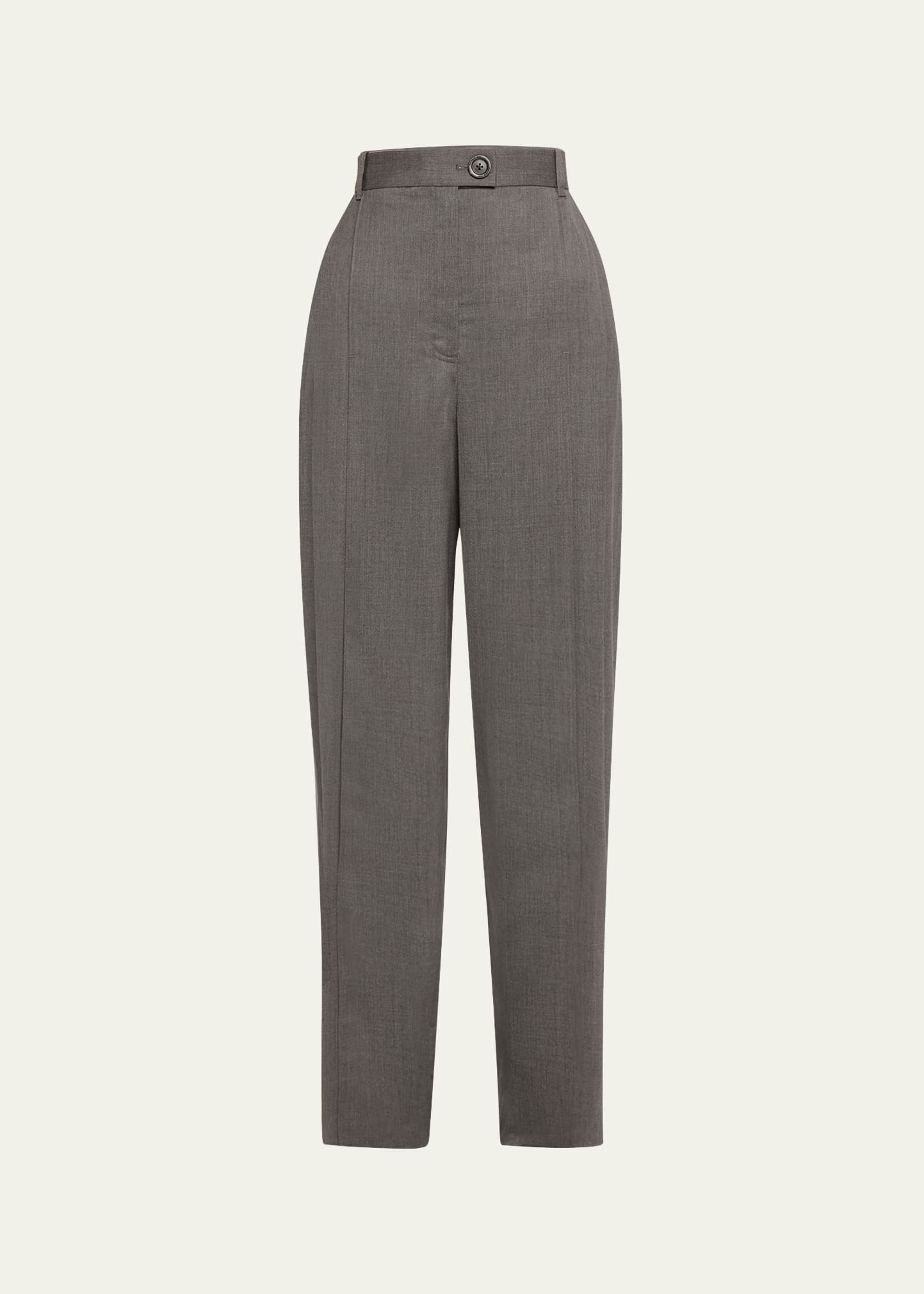 Straight-Leg Trousers with Front Slit - 1