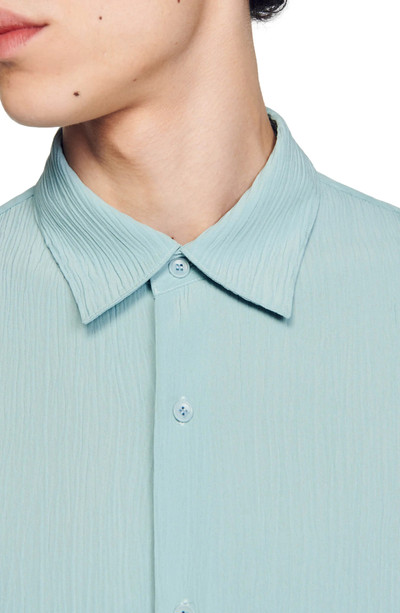 Sandro New Pleated Short Sleeve Button-Up Shirt outlook