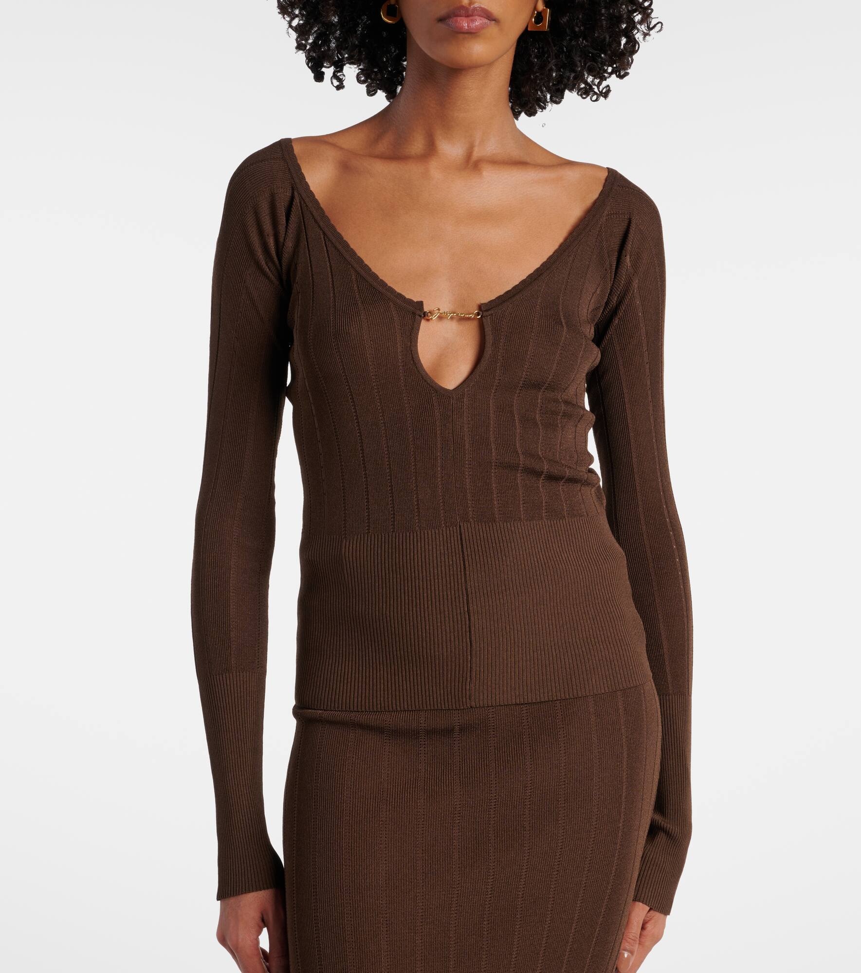 Pralù logo ribbed-knit top - 5