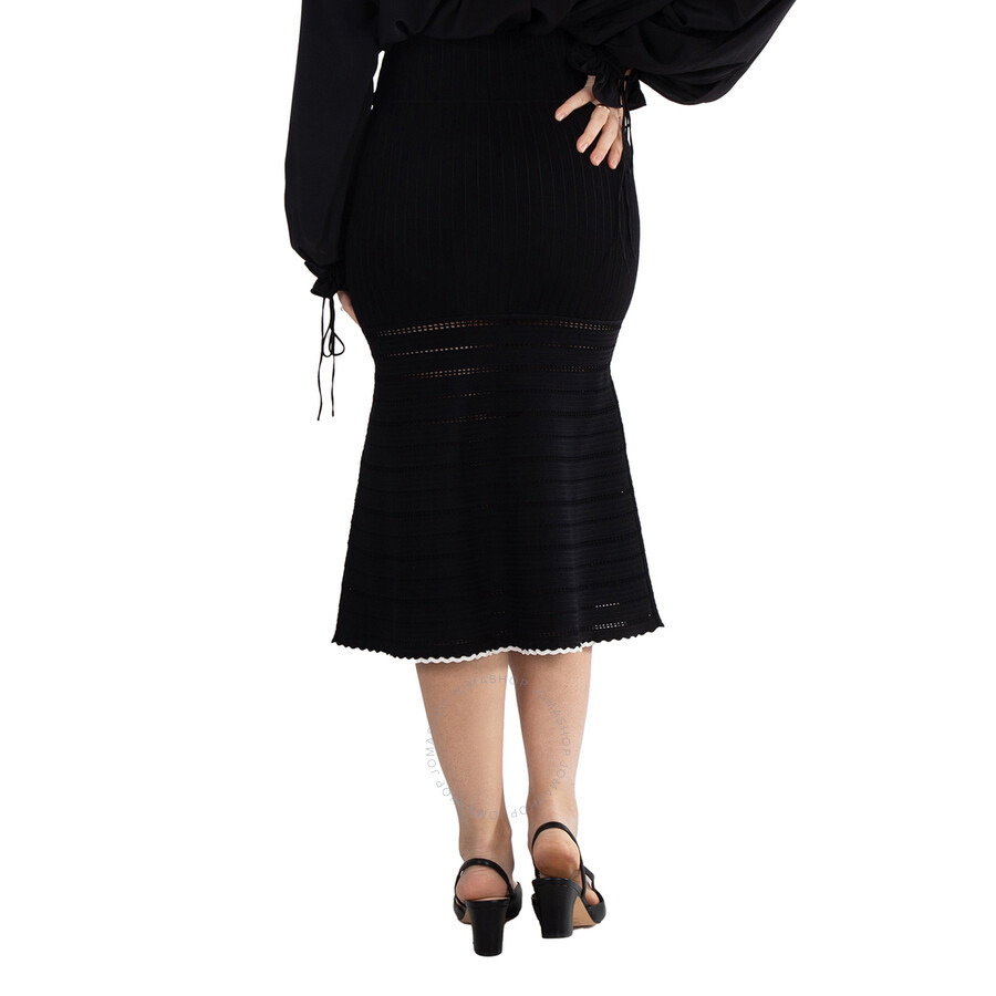 Victoria Beckham Black Flared Midi Knit Skirt - 4