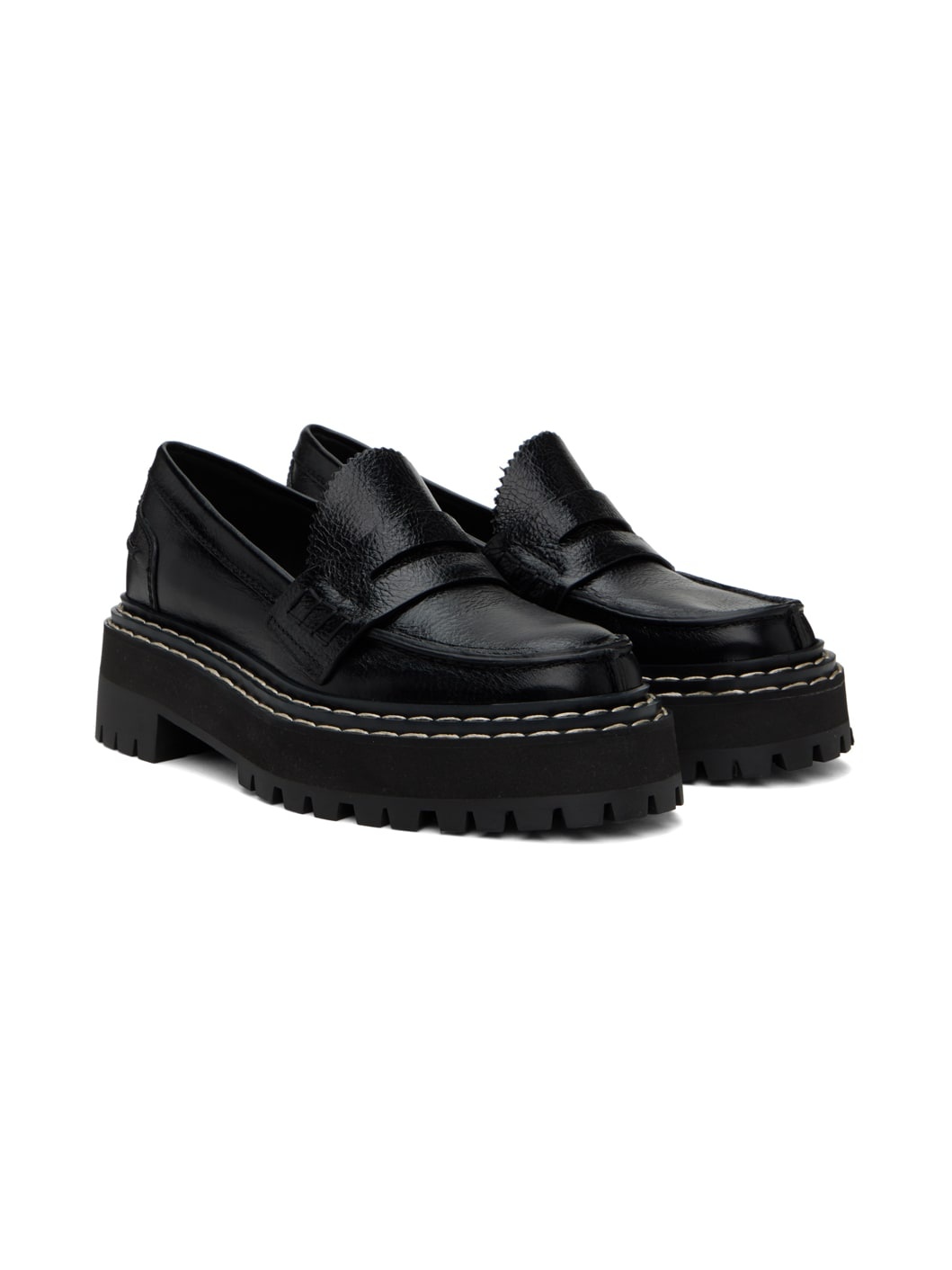 Black Lug Sole Platform Loafers - 4