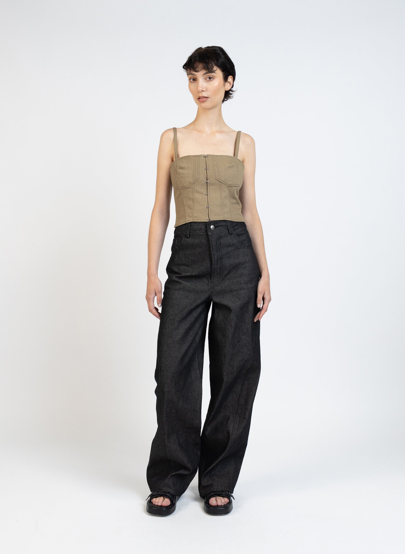 Denim Bustier Top/Khaki - 1