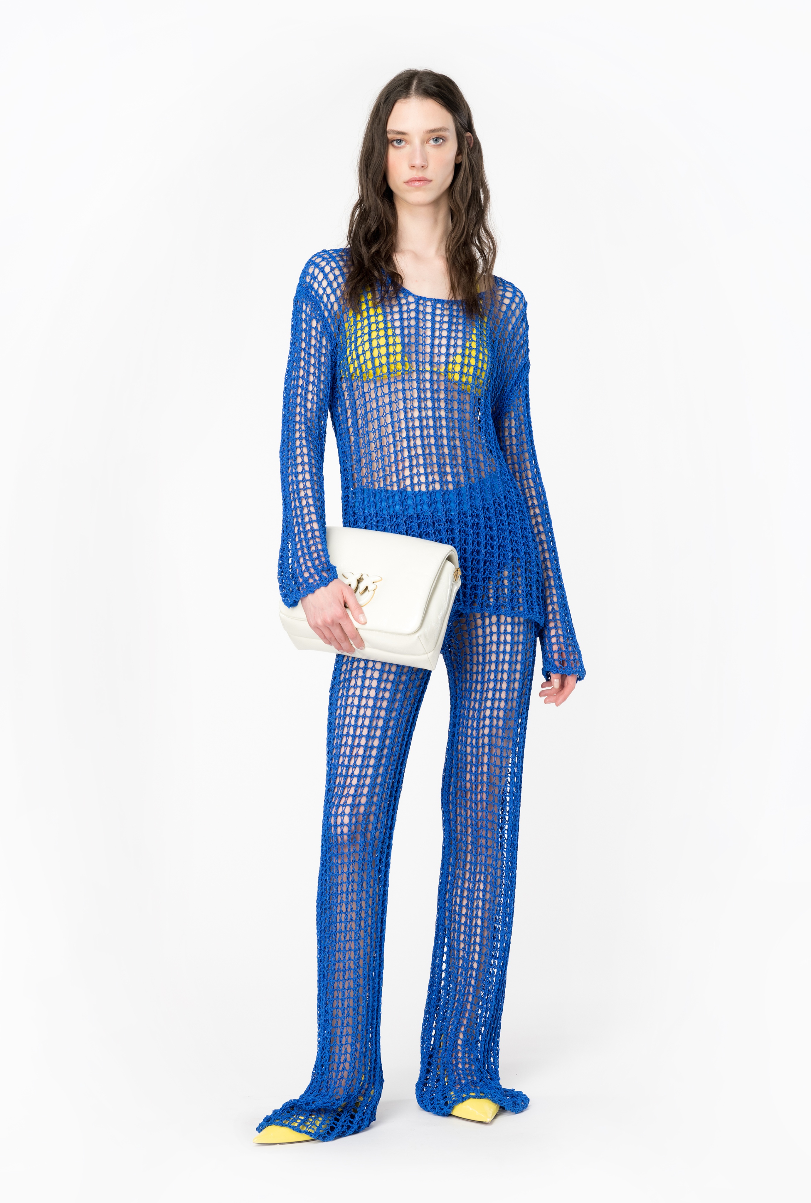 GLOSSY-THREAD MESH TROUSERS - 4