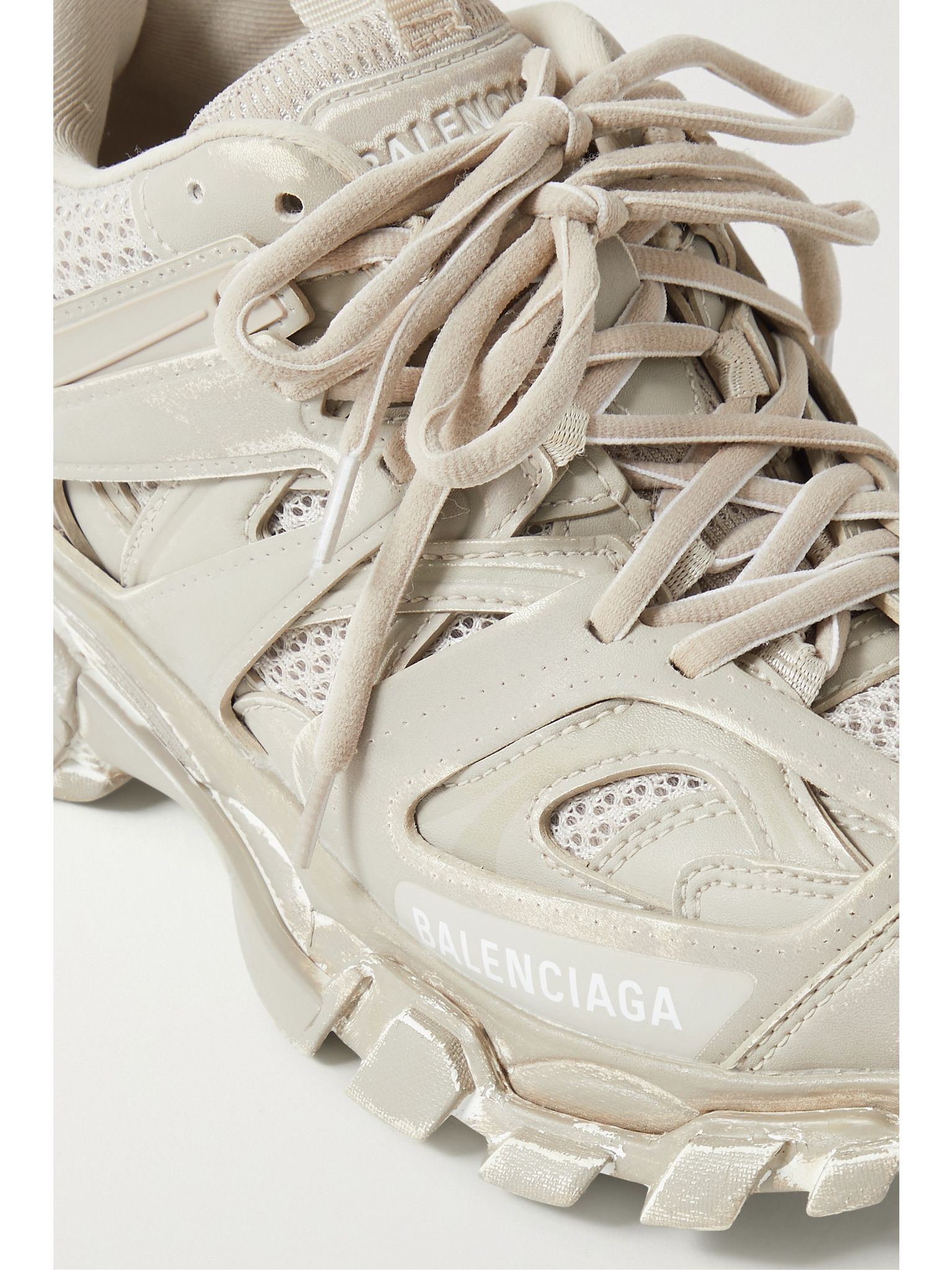 Track logo-detailed mesh and rubber sneakers Beige - 4