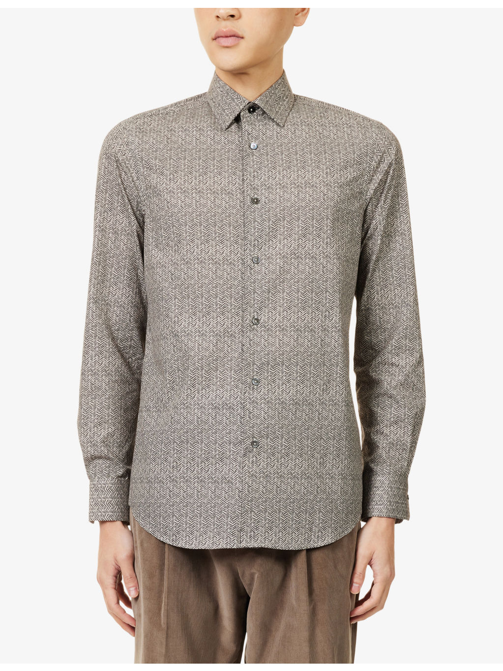 Chevron Ling-Sleeve Cotton Shirt - 3