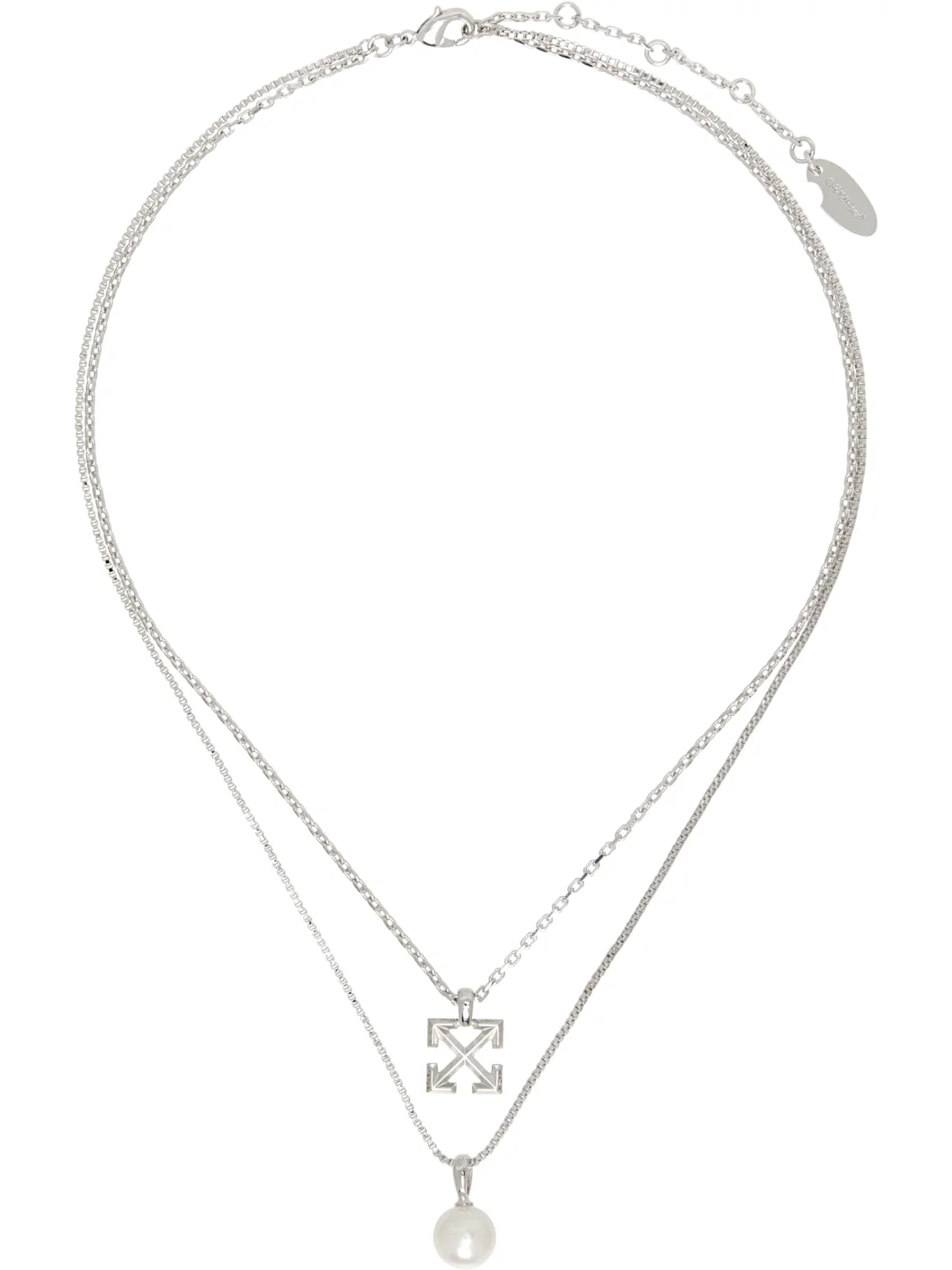 Arrow Faux-Pearl Double Necklace - 1