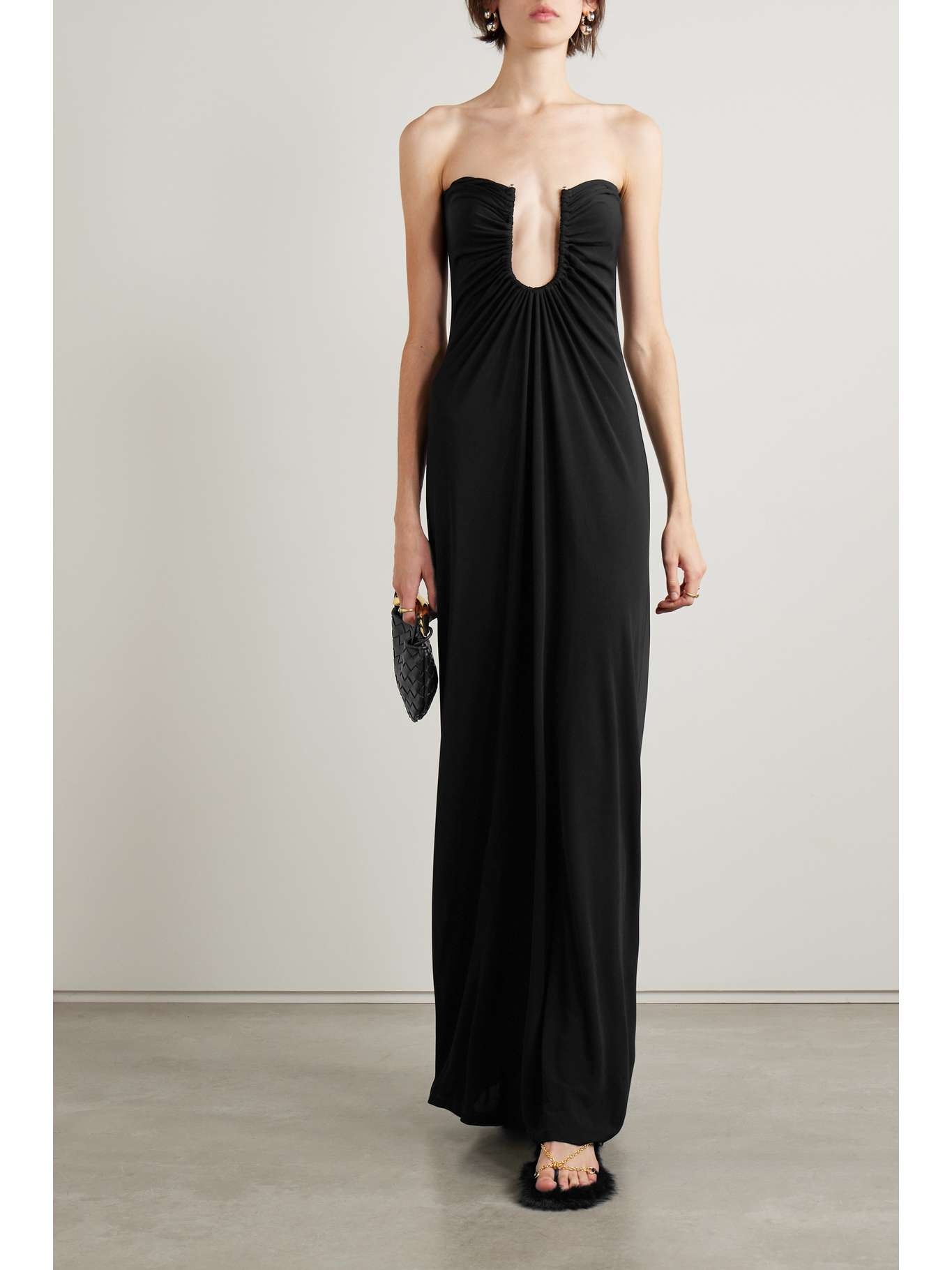 CHRISTOPHER ESBER Arced Palm strapless gathered jersey maxi dress