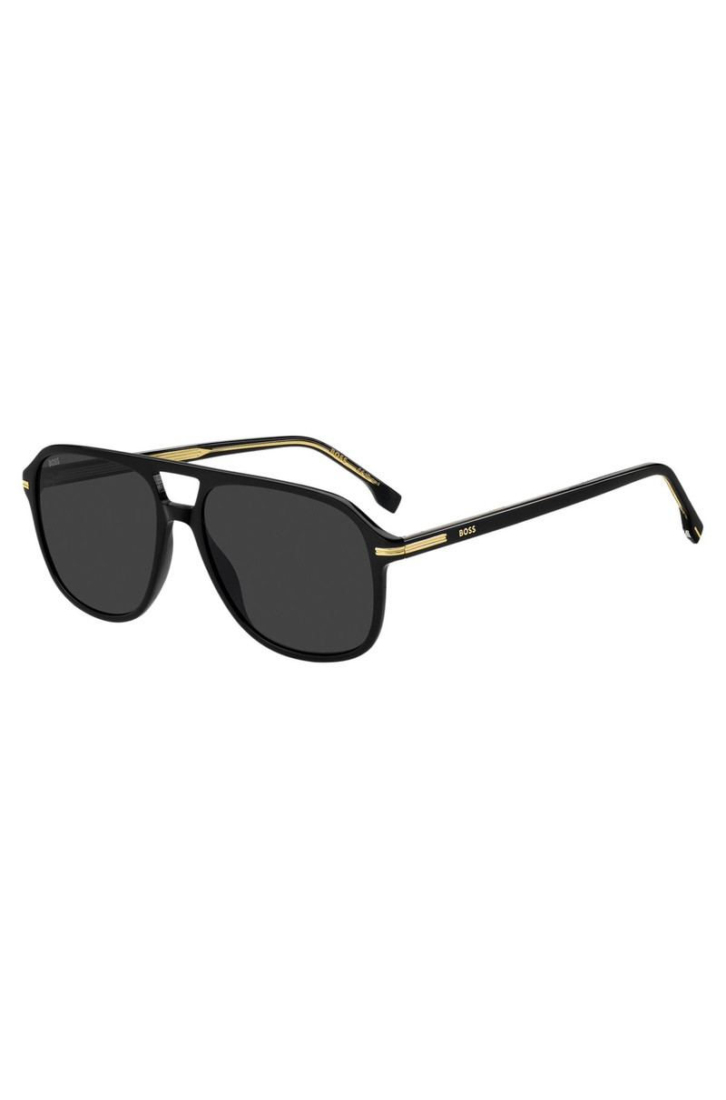 BLACK-ACETATE SUNGLASSES WITH GOLD-TONE TRIMS 1