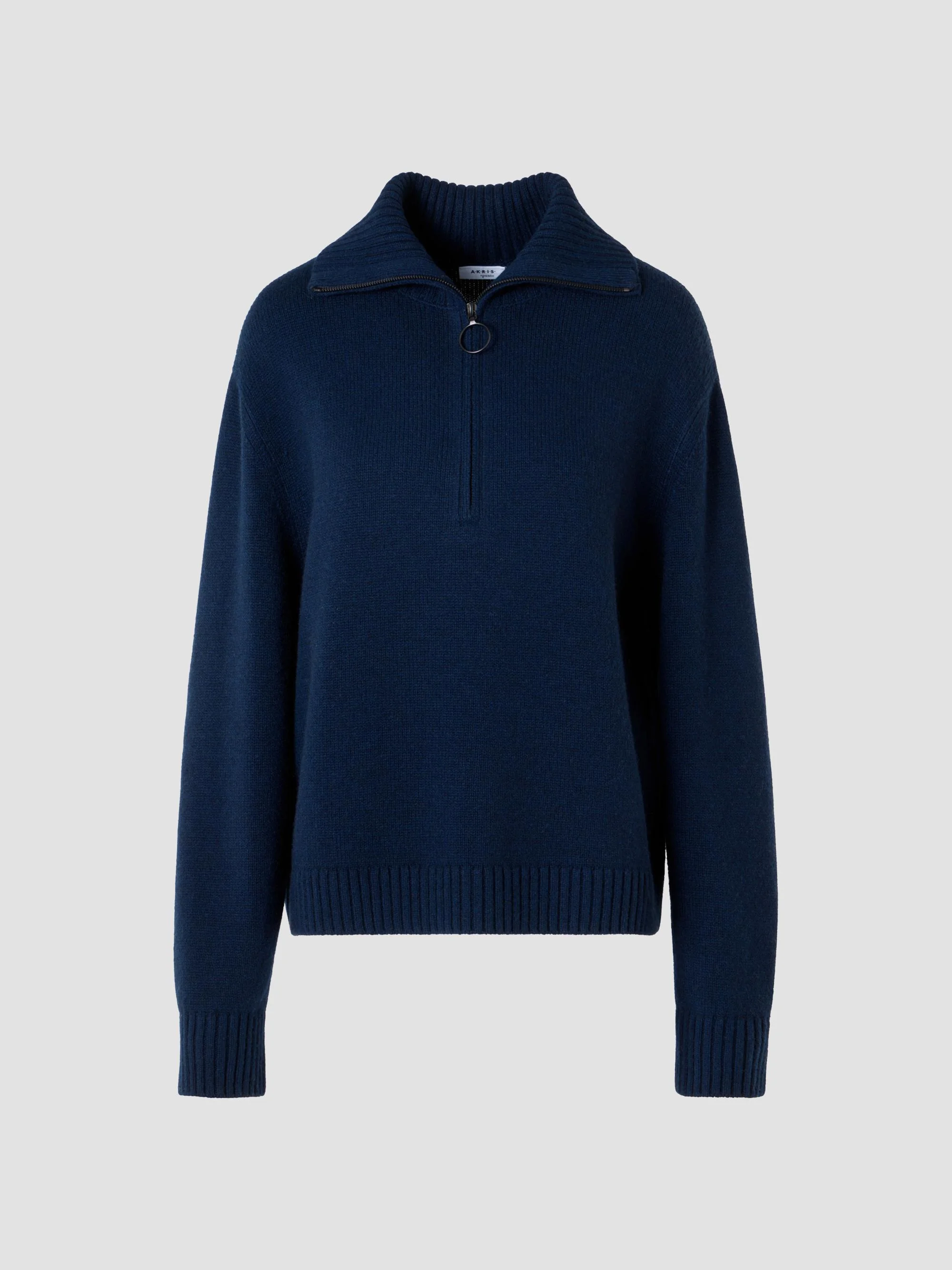 Women's Chunky Yak Knit Half-Zip Pullover - Navy - 1