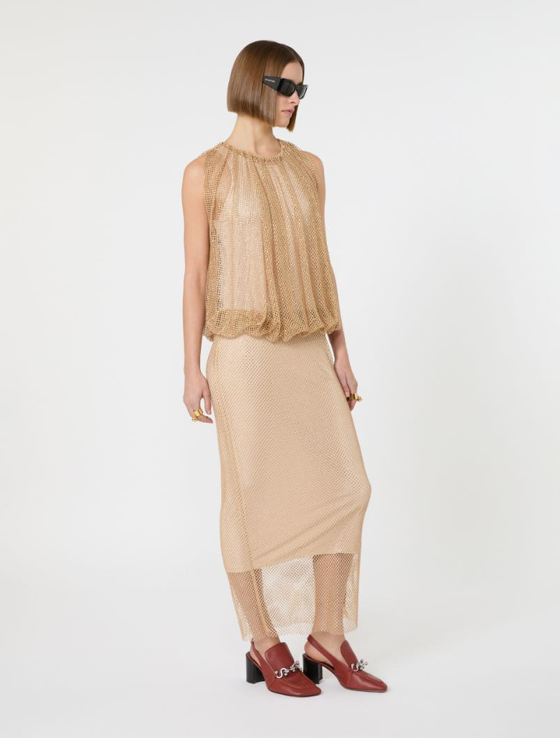 Sportmax Sleeveless jersey dress with crystals - camel outlook