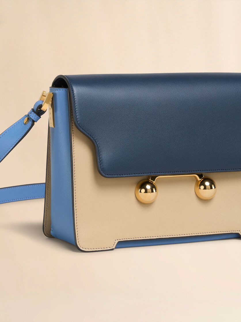 BLUE, BEIGE E LIGHT BLUE LEATHER TRUNKAROO MEDIUM SHOULDER BAG - 4