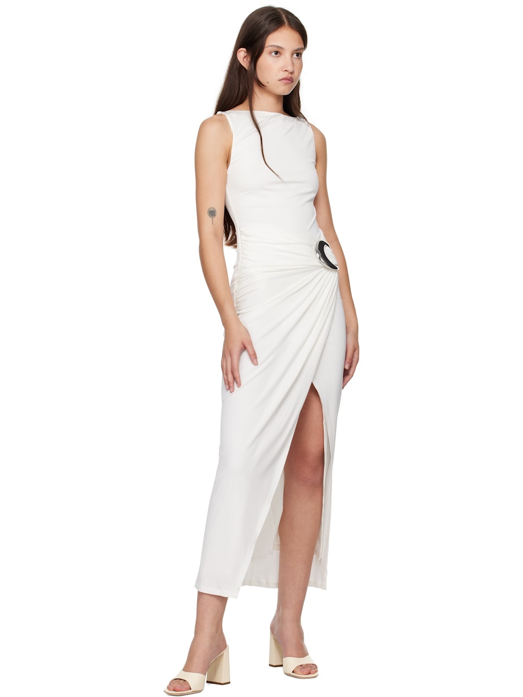 STAUD Off-White Sloane Heeled Sandals | REVERSIBLE