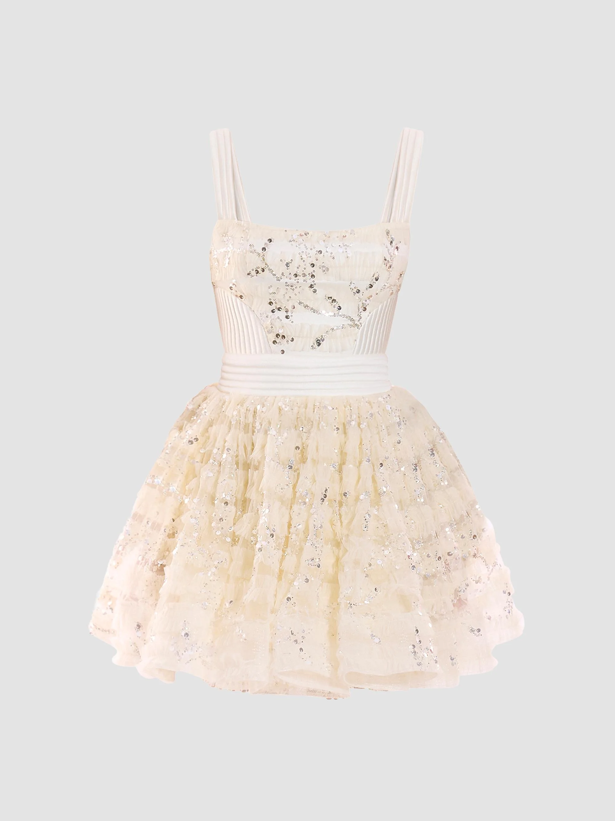 Women's Doll Sequin-Embellished A-Line Mini Dress - Ivory - 1