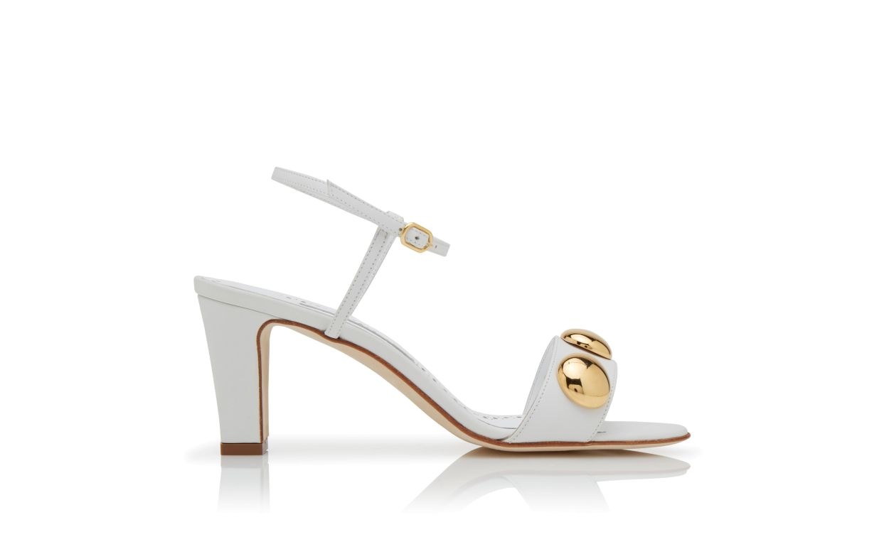 Cream Calf Leather Ankle Strap Sandals - 1