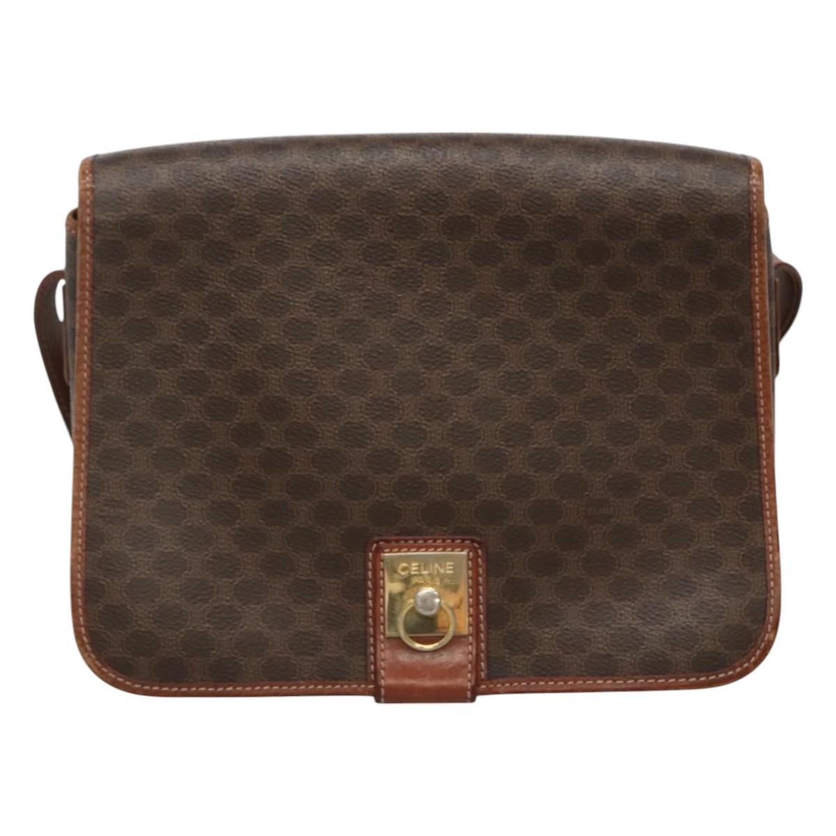 CELINE Macadam Canvas Shoulder Bag Pvc Leather Brown - 2