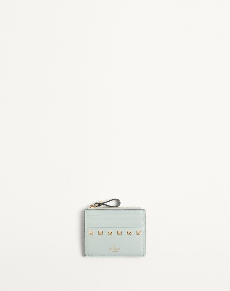 ROCKSTUD CALFSKIN CARDHOLDER WITH ZIPPER 1
