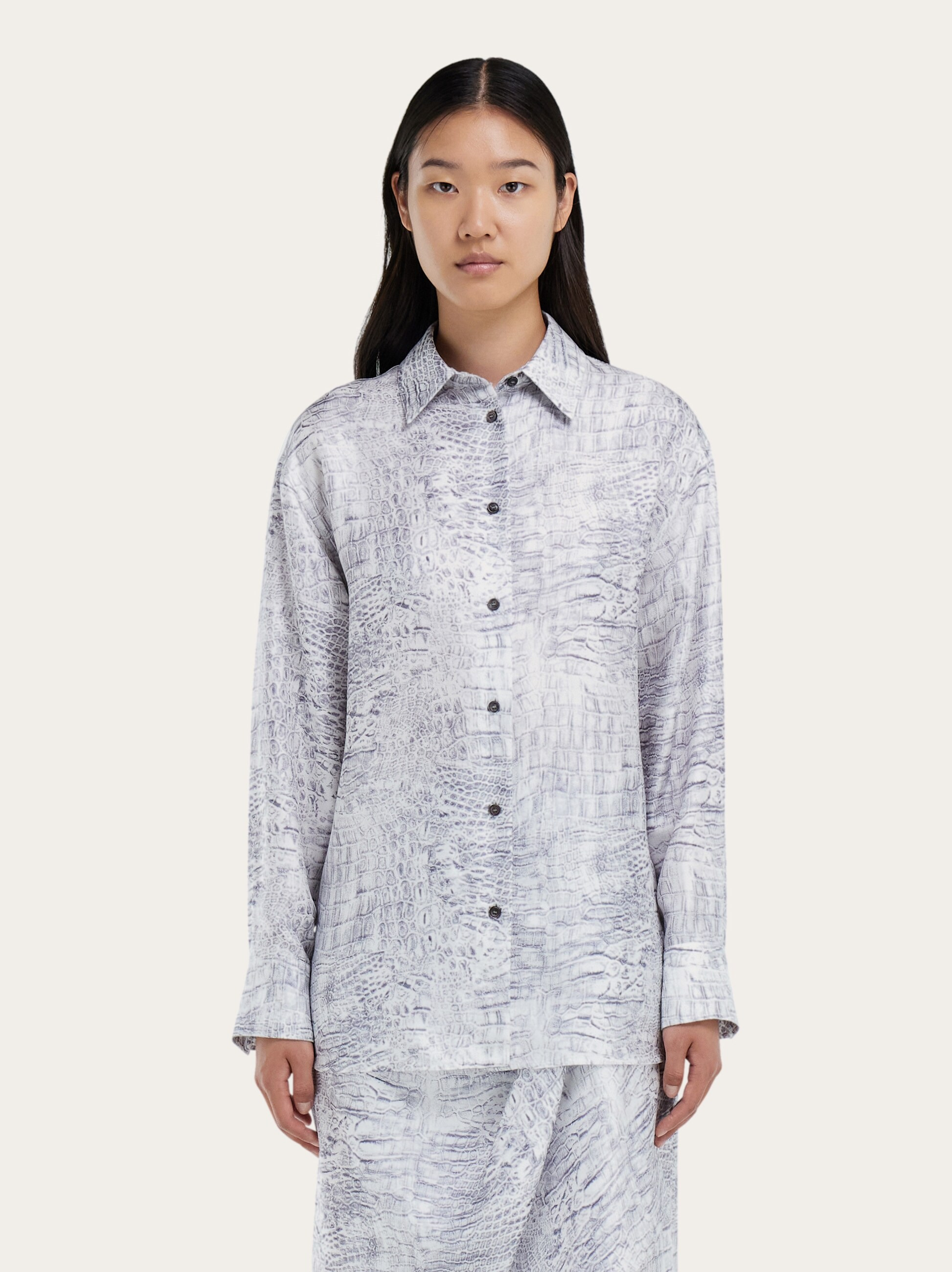 Georgette shirt with orchid print - 2