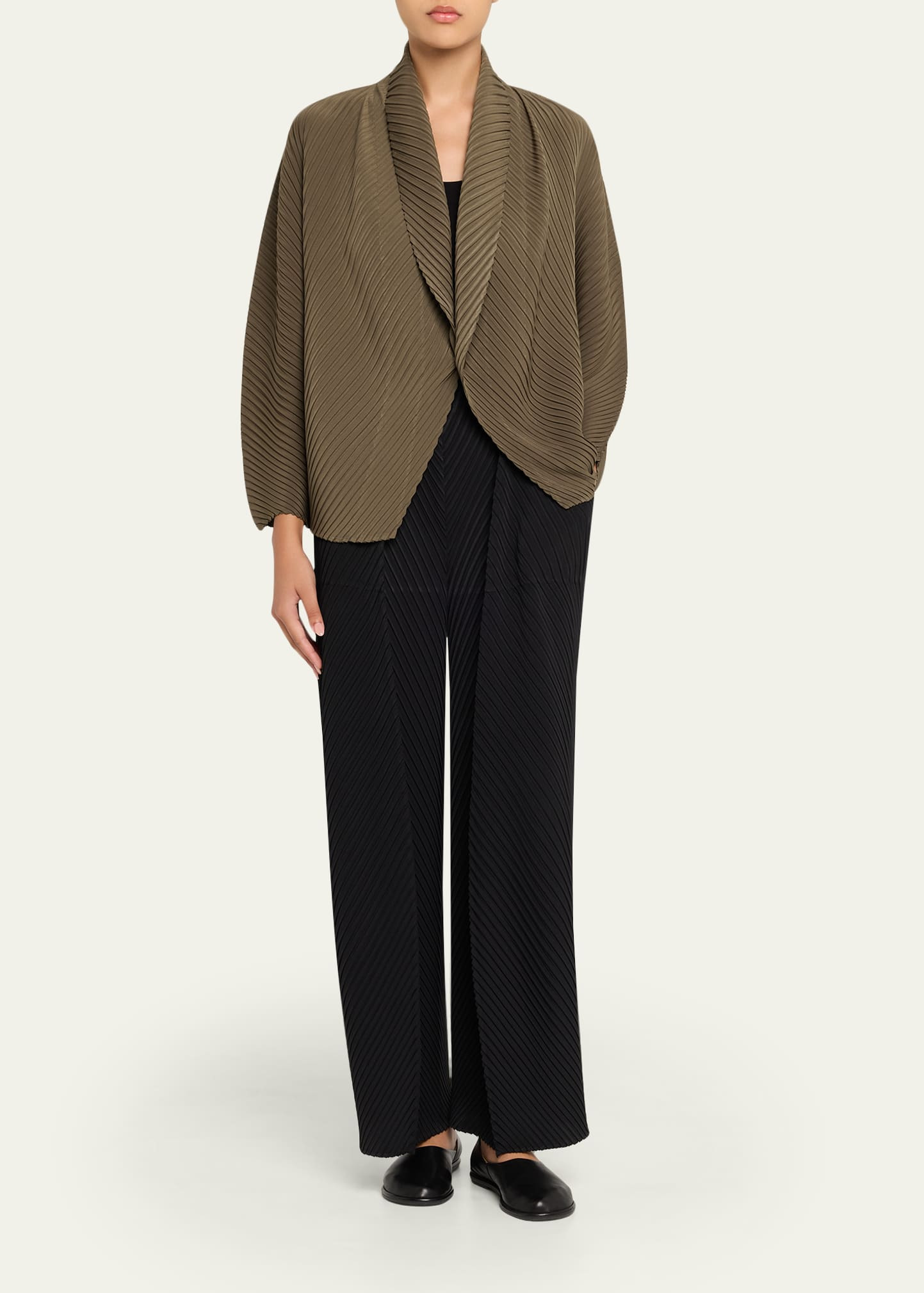 Soft Fold Pleats Straight-Leg Trousers - 2