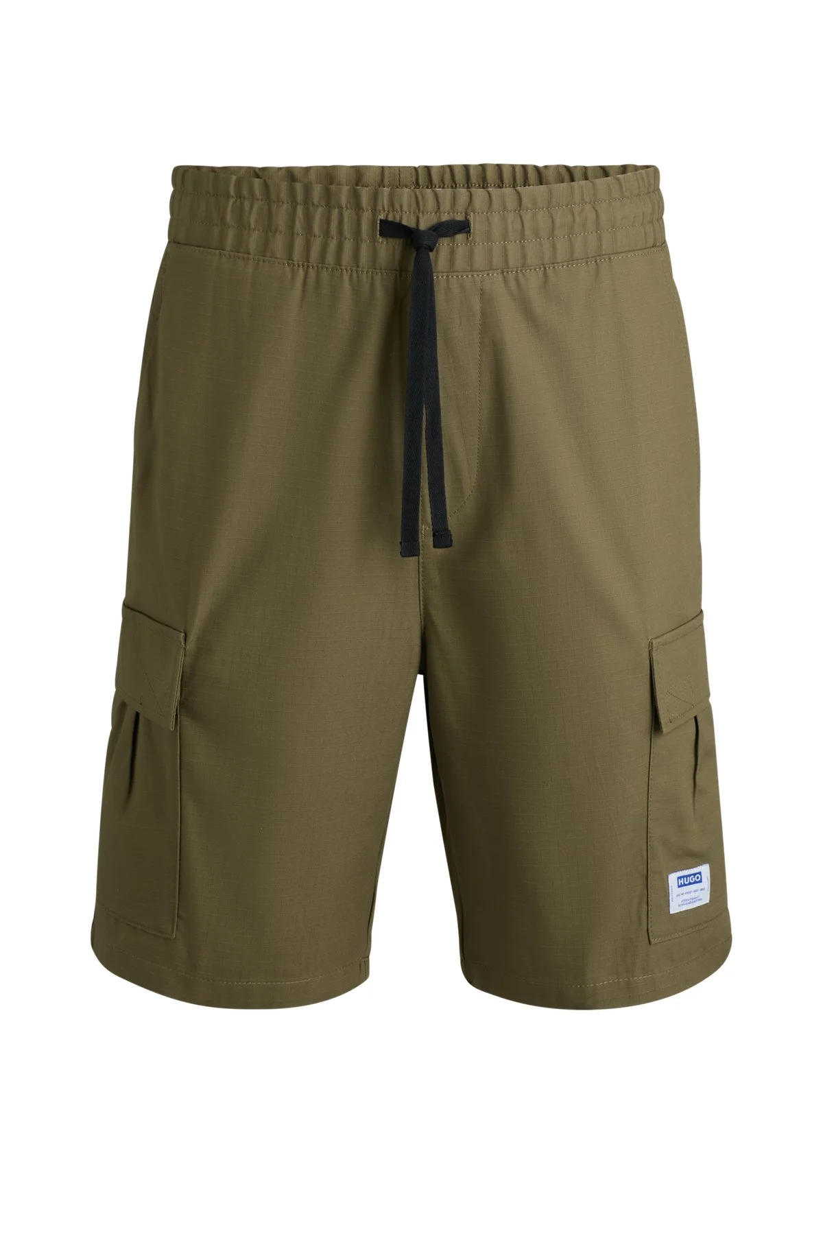STRUCTURED-COTTON SHORTS WITH DRAWSTRING AND LOGO PATCH - 1