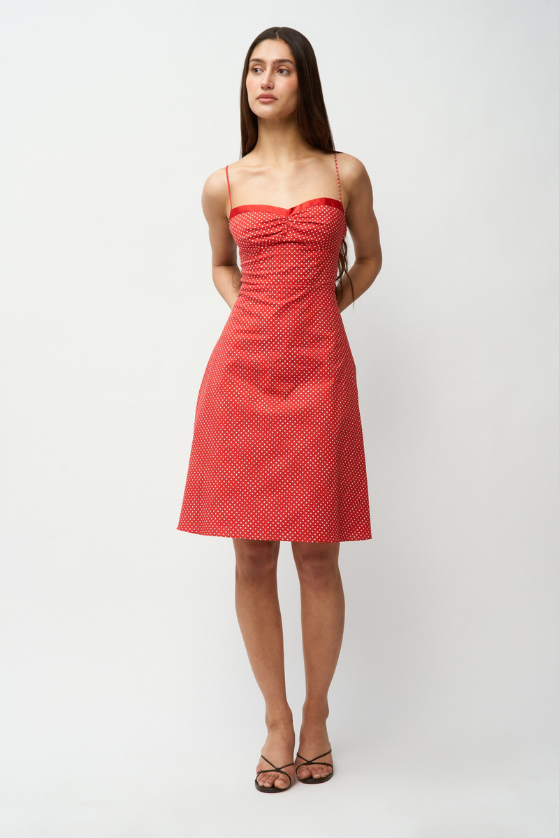 guizio margaux midi dress GUIZIO Margaux Midi Dress in Red Love