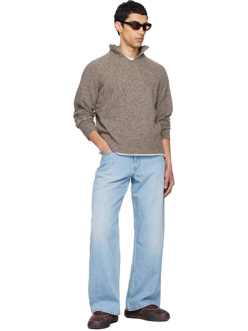 ERL Taupe Slit Neck Sweater outlook