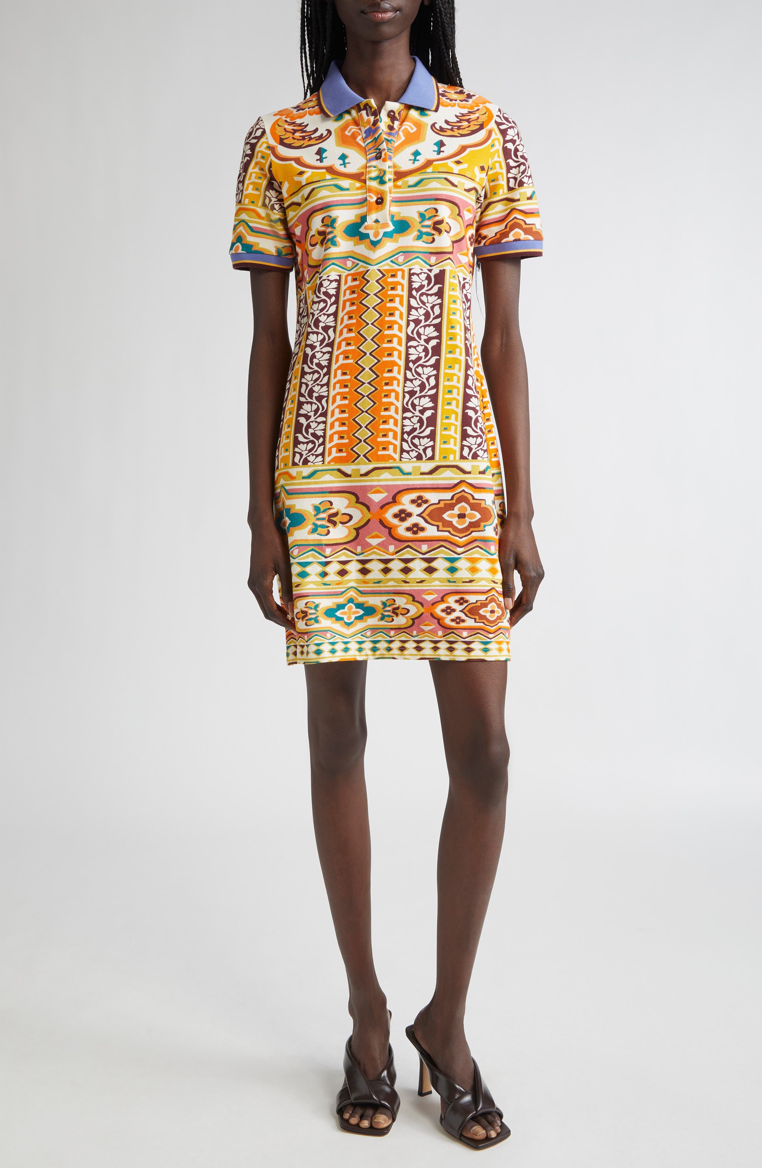 Etro Geo Floral Piqué Polo Minidress in Printed Yellow Base at Nordstrom - 1